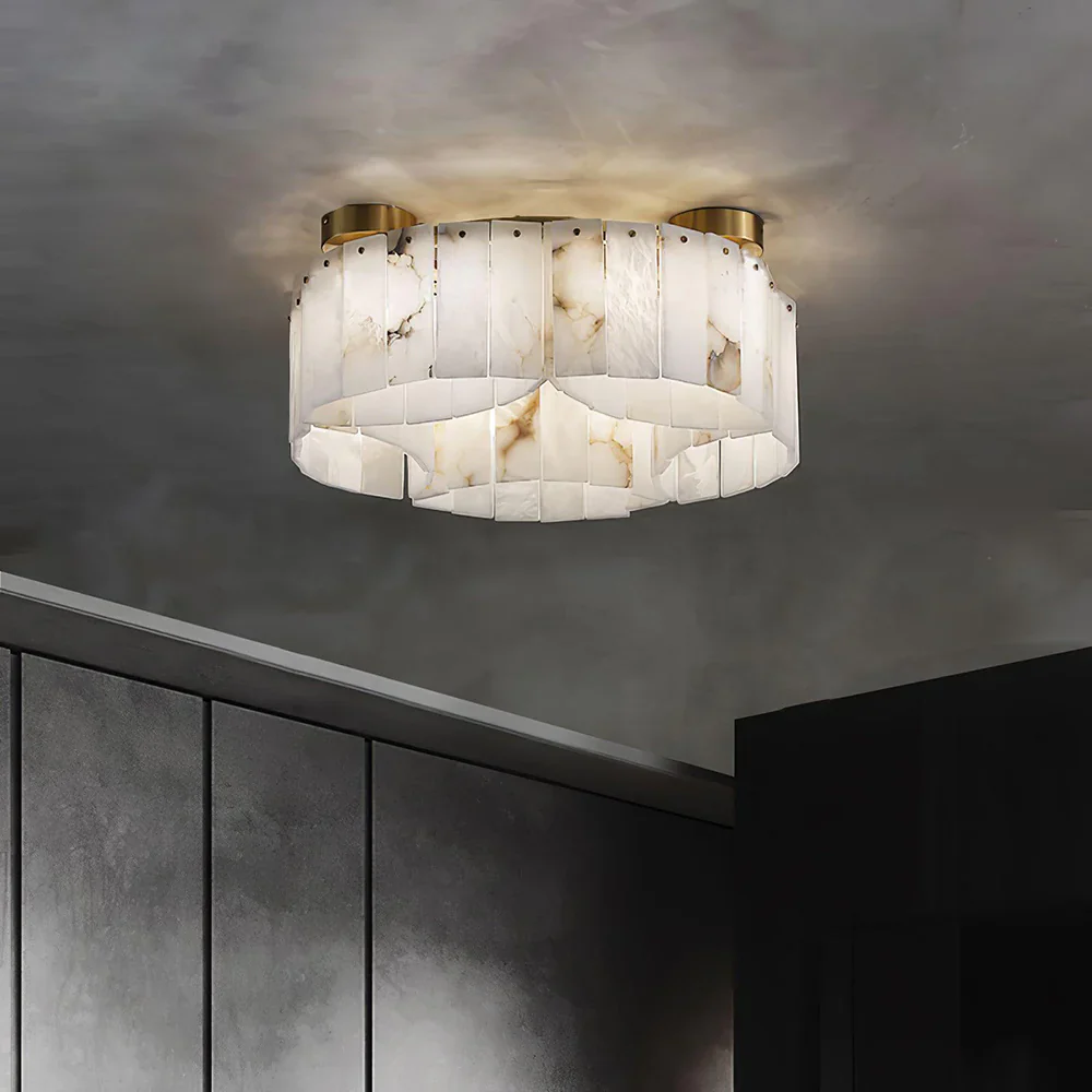Luxe White Alabaster Ceiling Lamp - Image 9