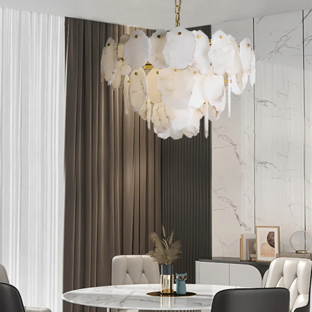 Luxury Alabaster Brass Chandelier - Image 3