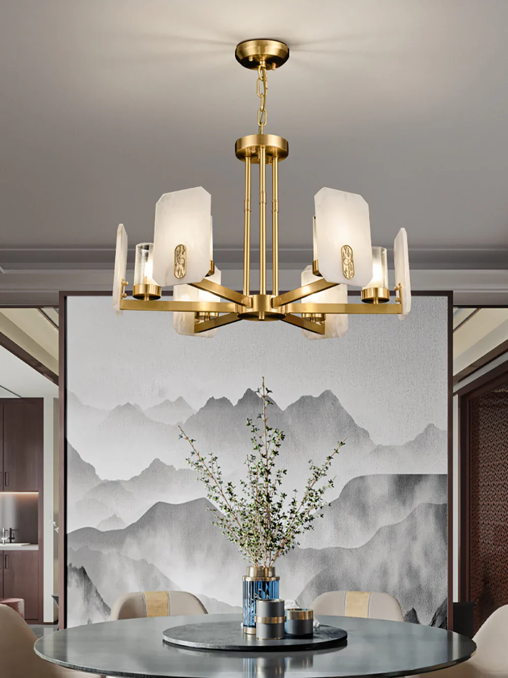 Luxury Copper Marble Chandelier - Image 3