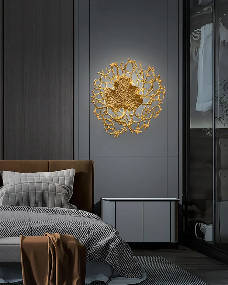 Leaf-Shaped Brass Biophilic Wall Lamp - Image 8