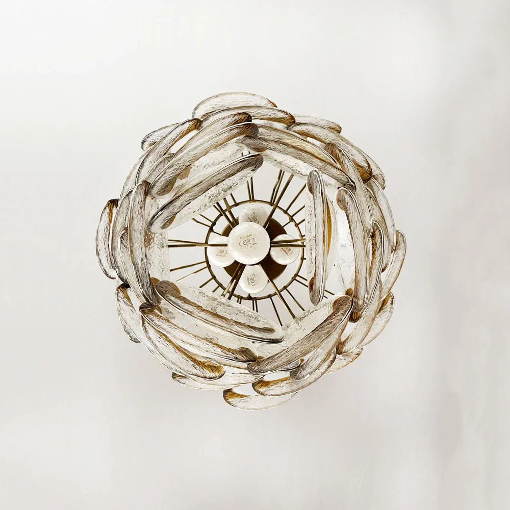 Mazzega Murano Transparent Amber Glasses Chandelier - Image 16