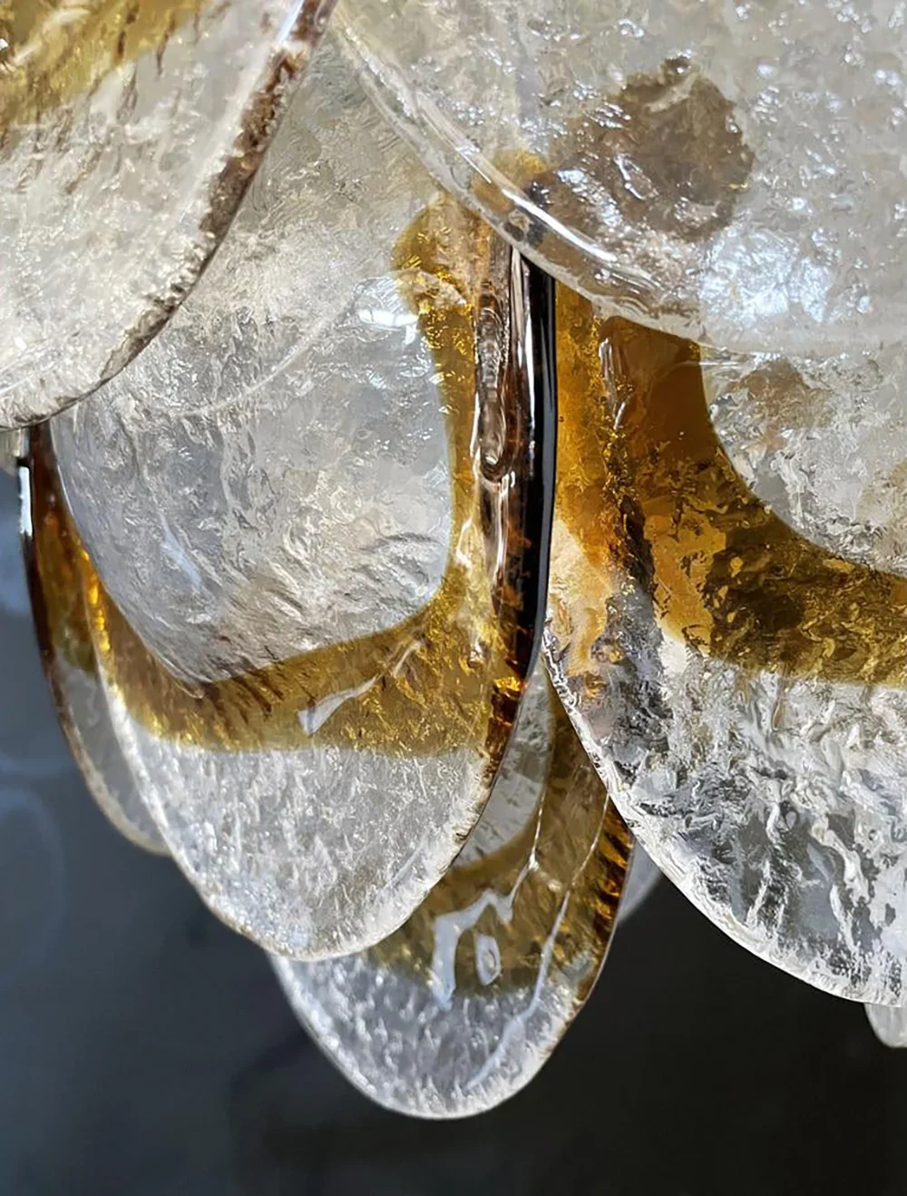 Mazzega Murano Transparent Amber Glasses Chandelier - Image 19