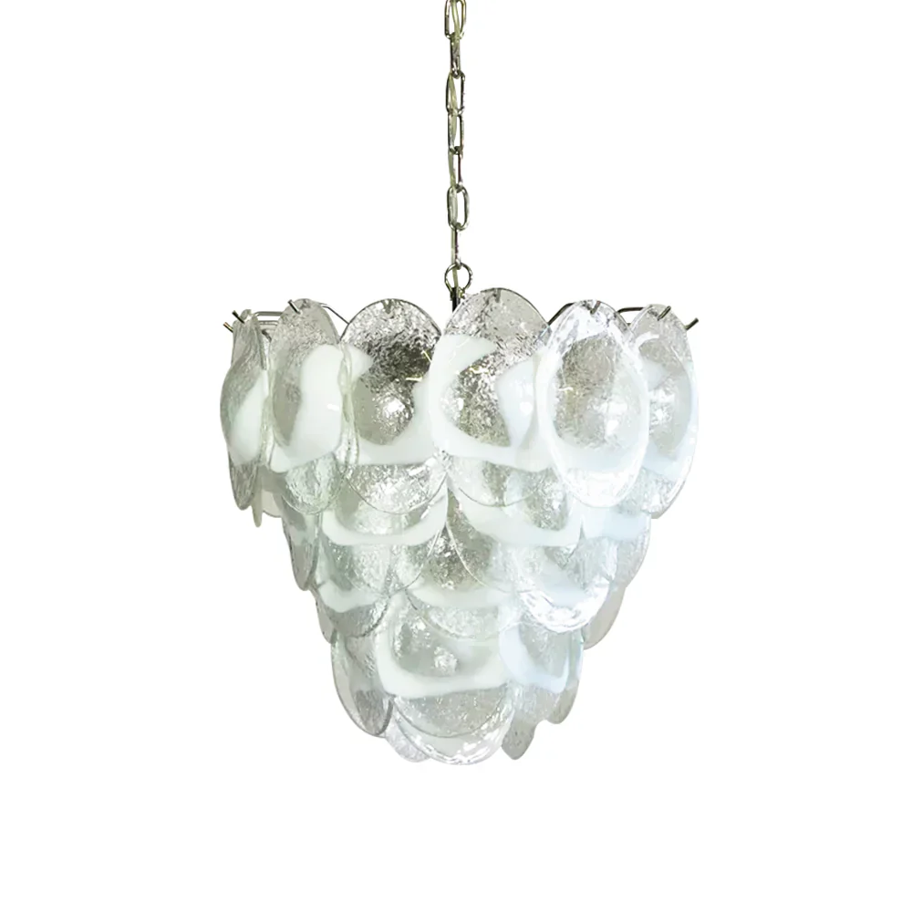 Mazzega Murano Transparent White Glasses Chandelier - Image 16