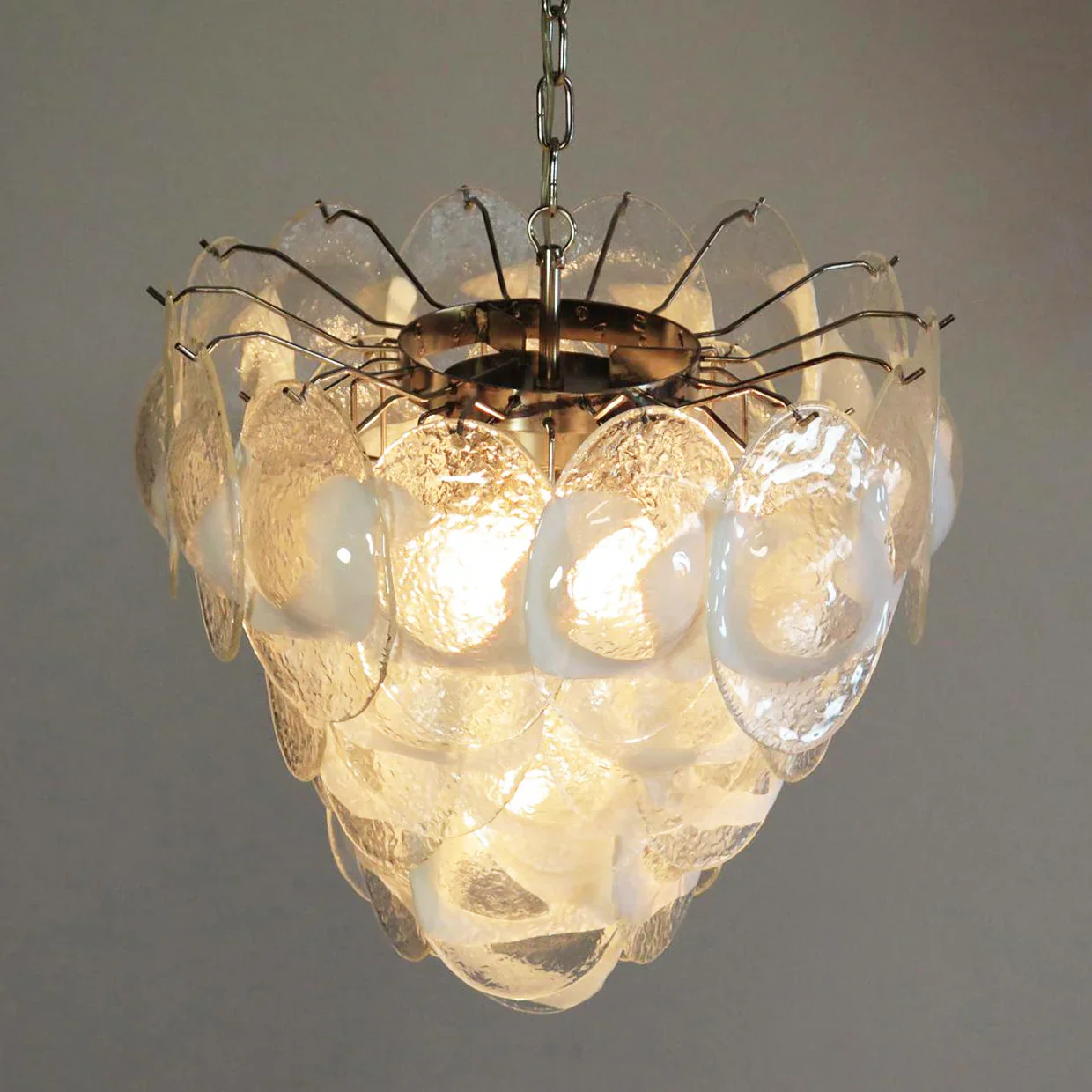 Mazzega Murano Transparent White Glasses Chandelier - Image 6