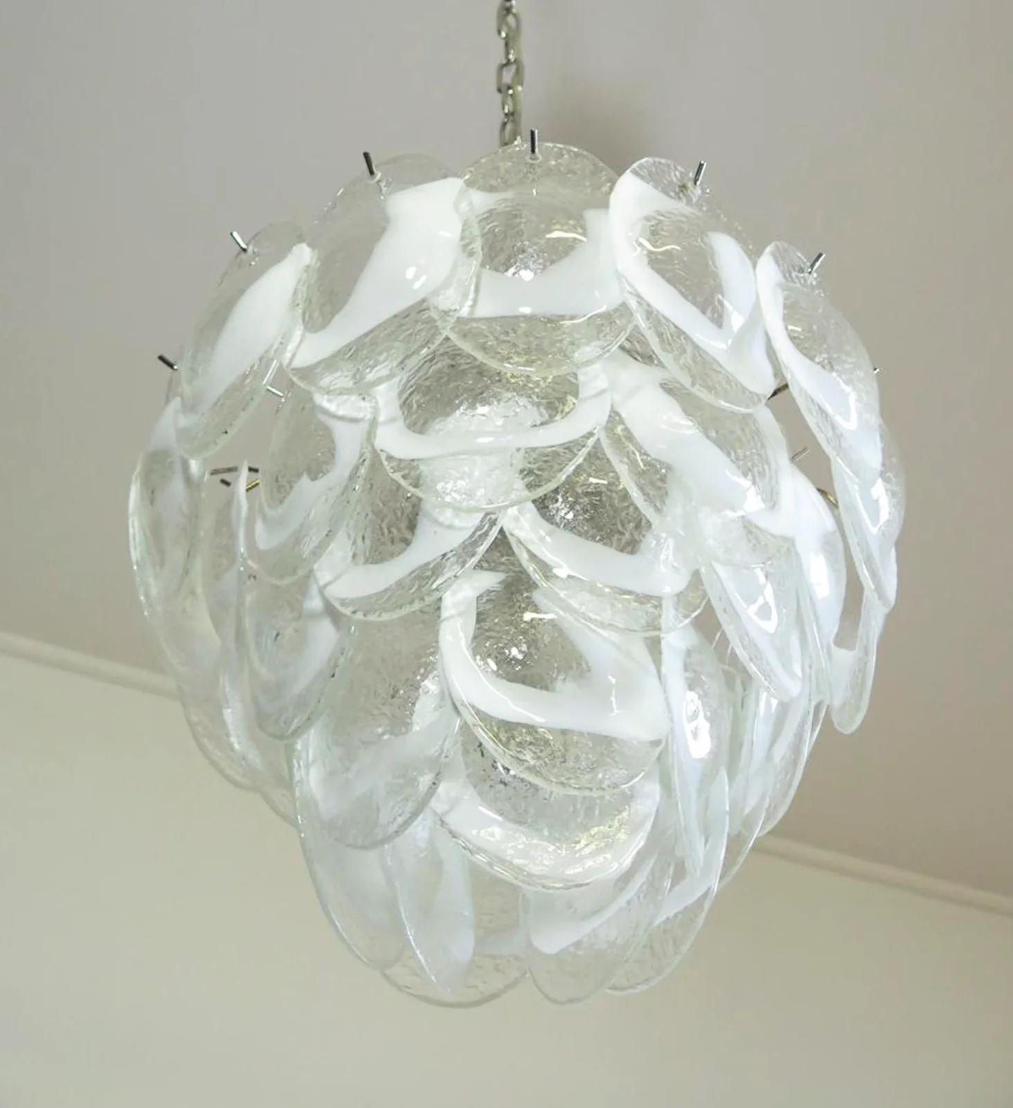 Mazzega Murano Transparent White Glasses Chandelier - Image 7