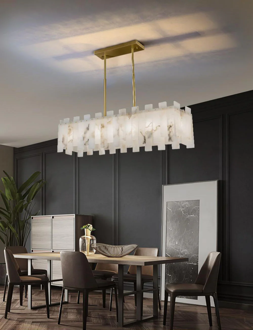 Modern Alabaster Venus Linear Chandelier - Image 7