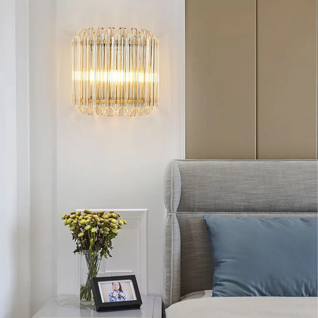 Modern Crystal Rod Brass Wall Sconce - Image 12