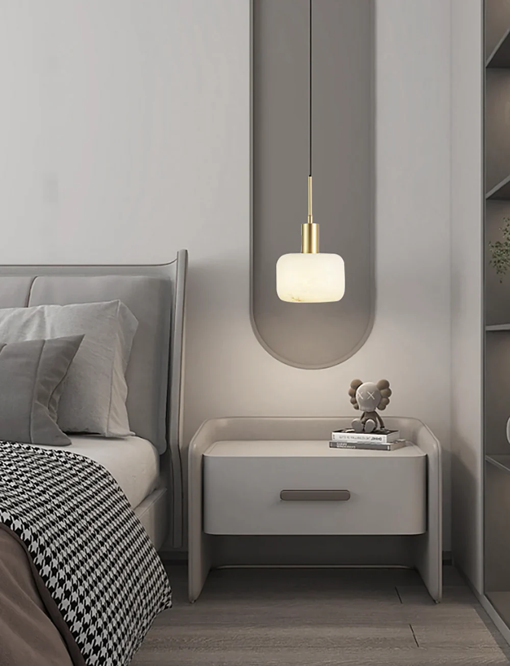 Modern Cylinder Copper Marble Pendant Light - Image 3