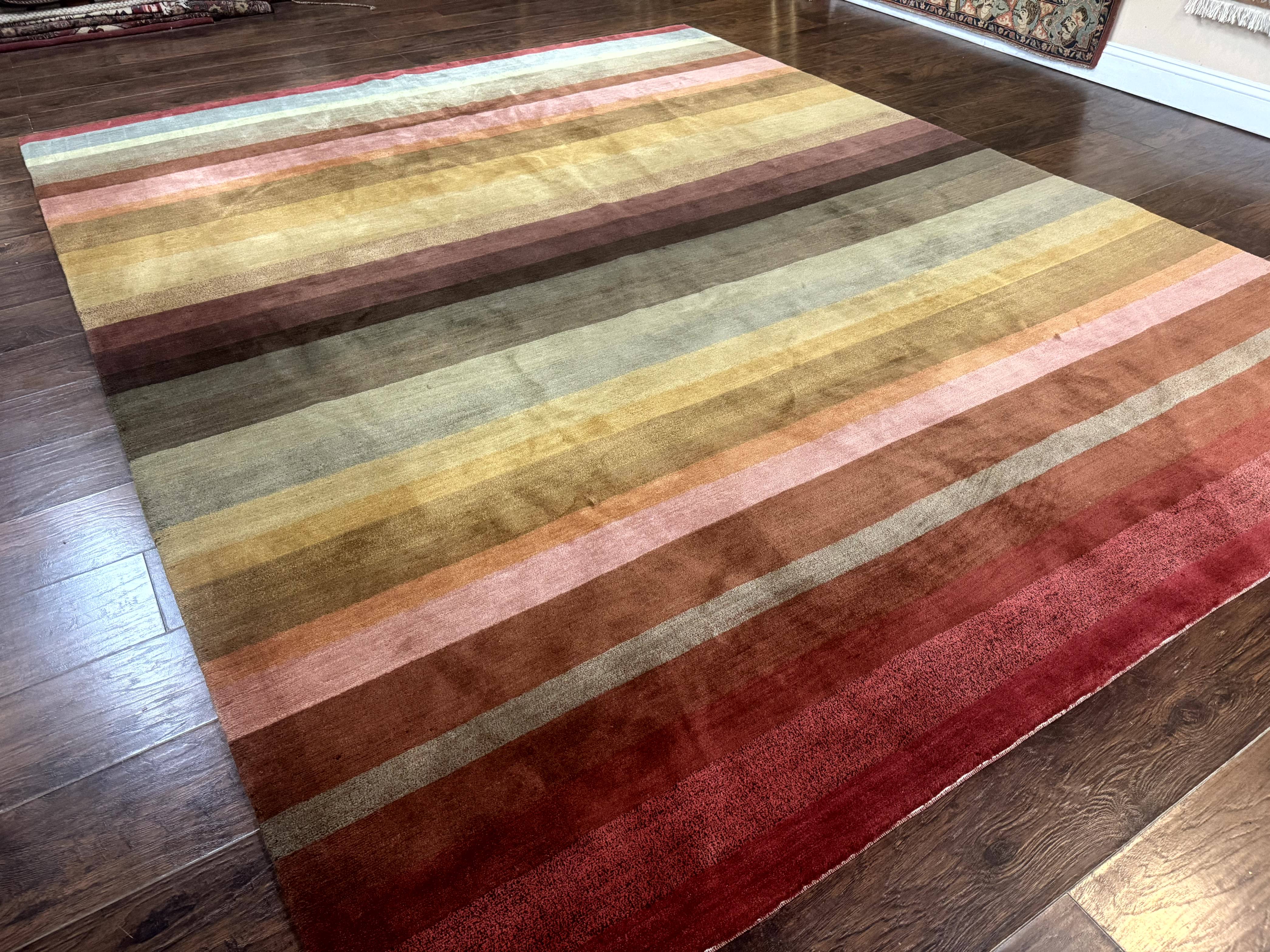 Modern Persian Gabbeh Rug 8x10, Multicolor Stripes, Soft Thick Wool Pile - Image 12