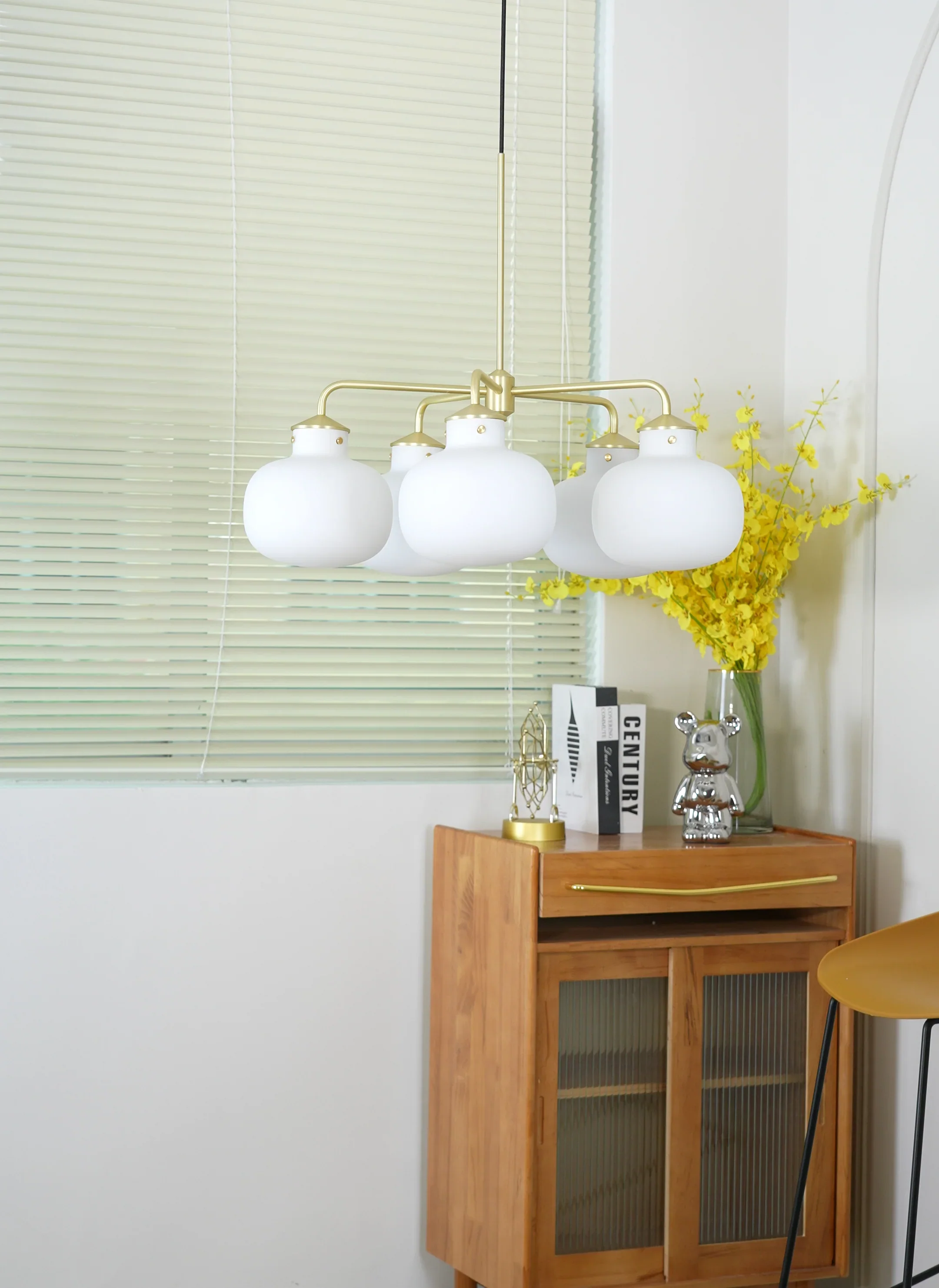Modern Raito Opal Glass Chandelier - Image 3