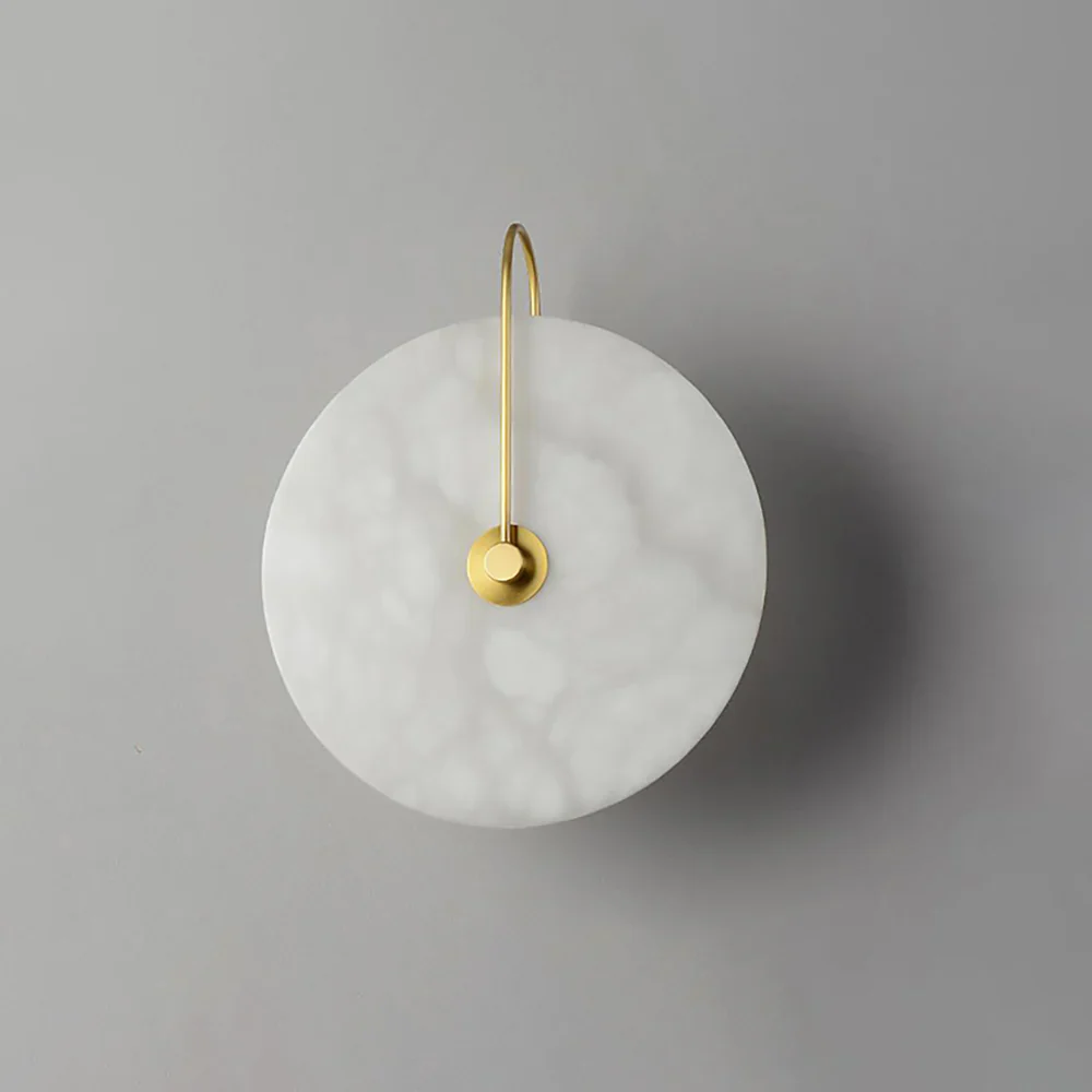 Modern Round White Alabaster Wall Sconce - Image 16