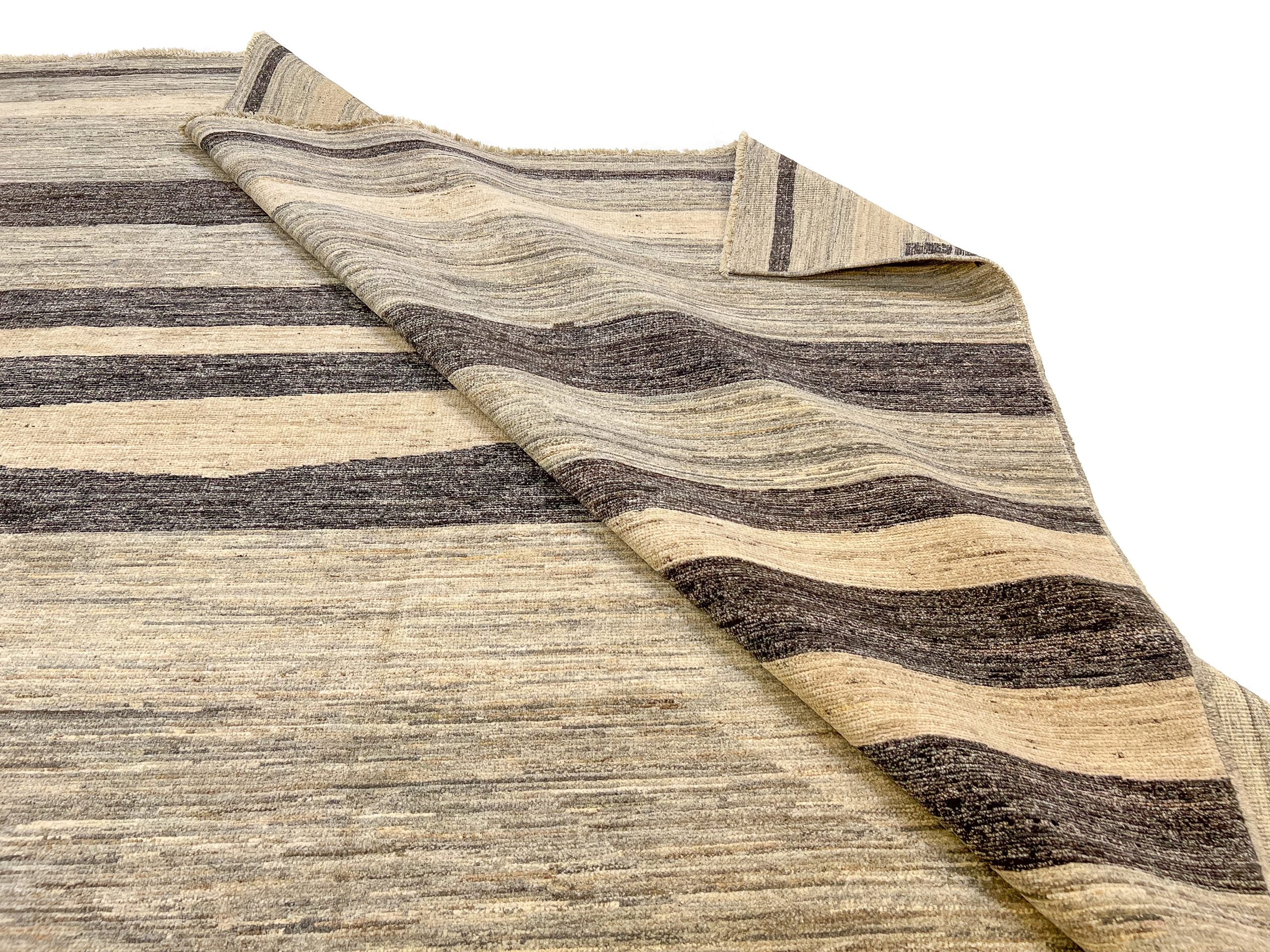 Modern Striped Gabbeh (8'02"x9'11") undyed/natural - Image 9
