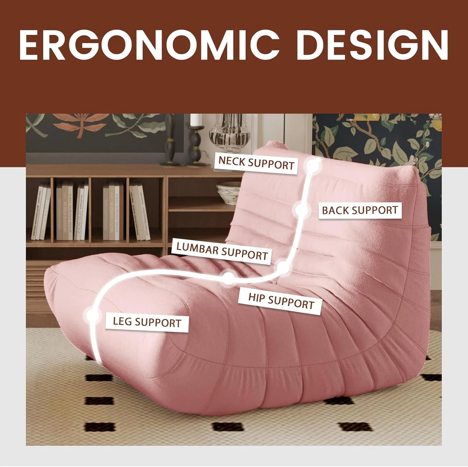 Muku Bouclé Chair - Pink - 2 Seater - Image 3