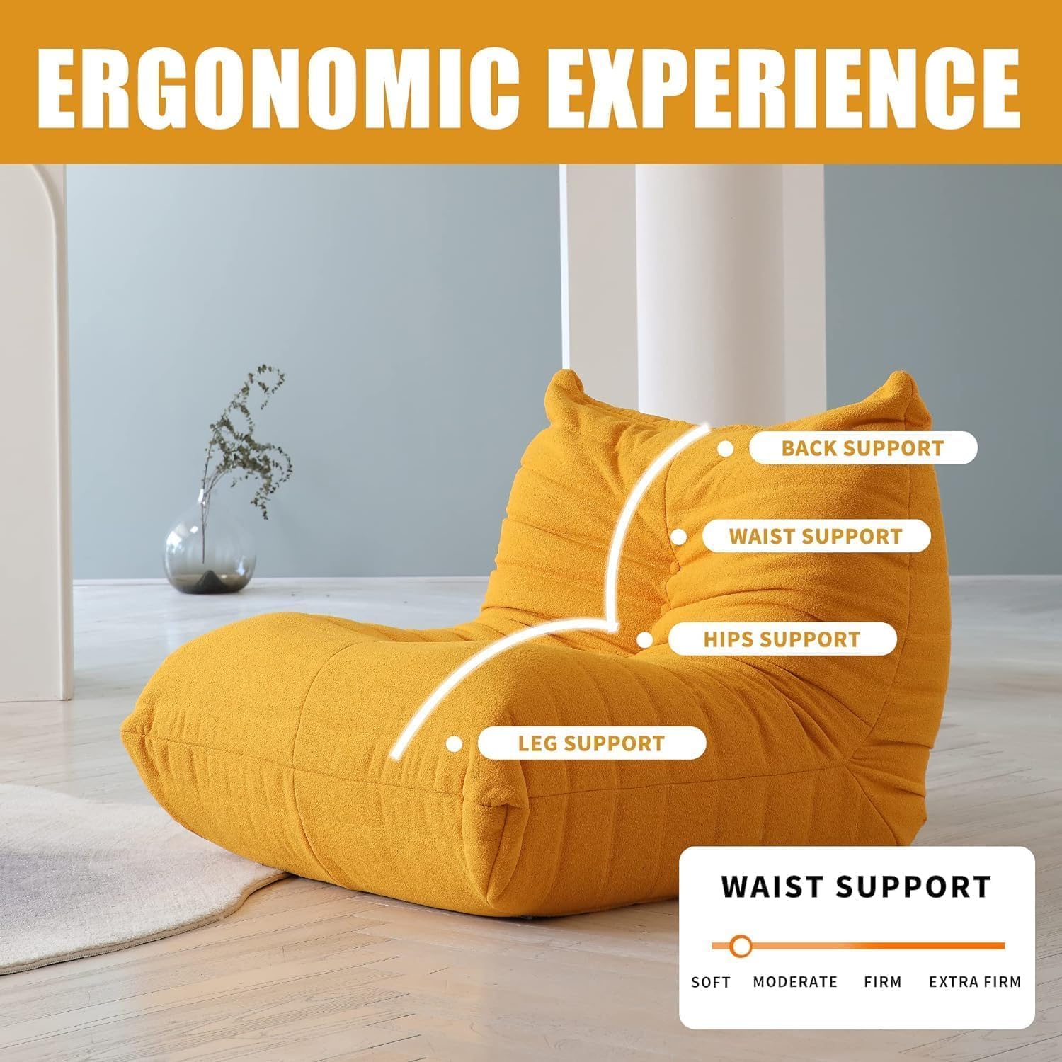 Muku Bouclé Chair - Yellow - Single Seater - Image 3