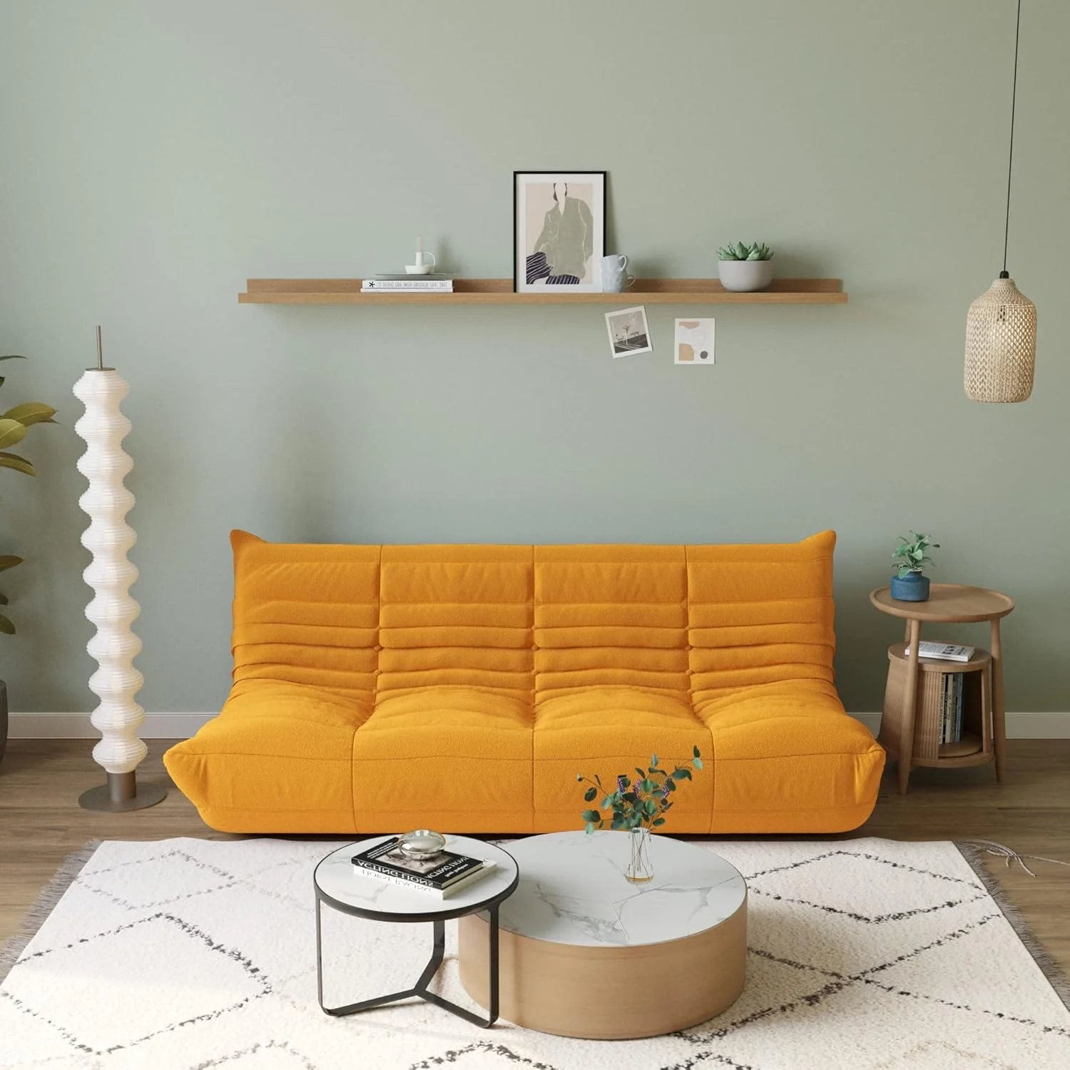 Muku Bouclé Chair - Yellow - 3 Seater