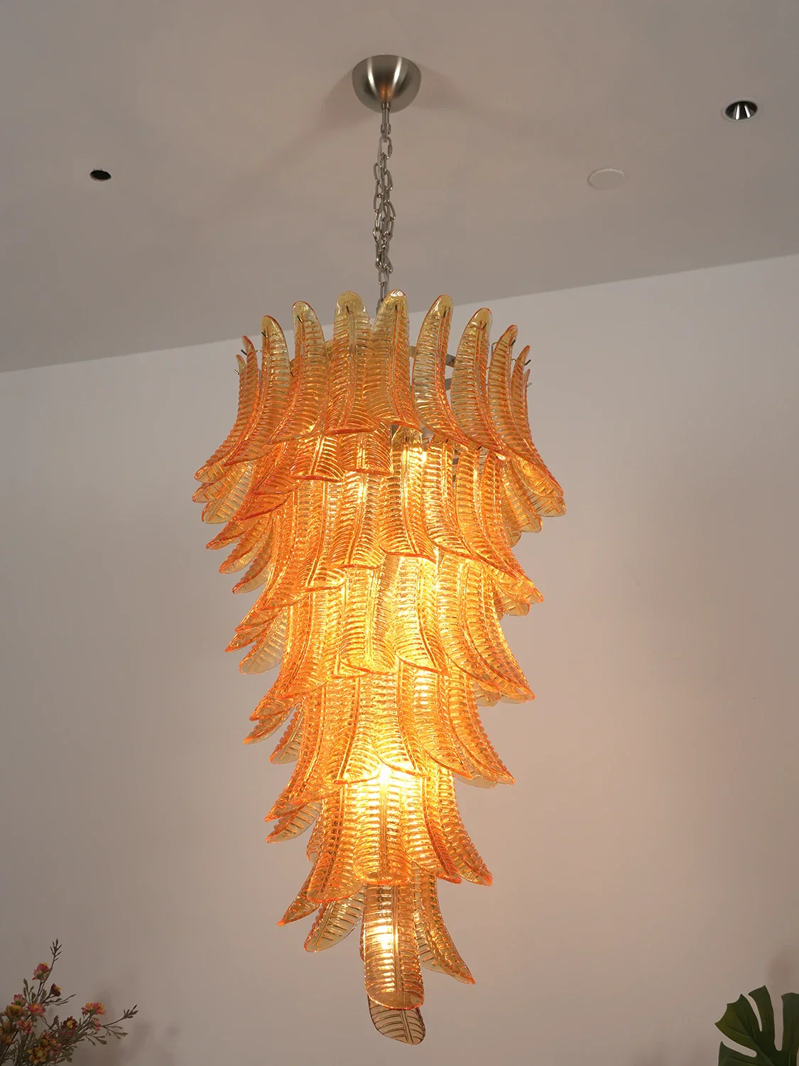 Murano Amber Felch Spiral Chandelier - Image 7