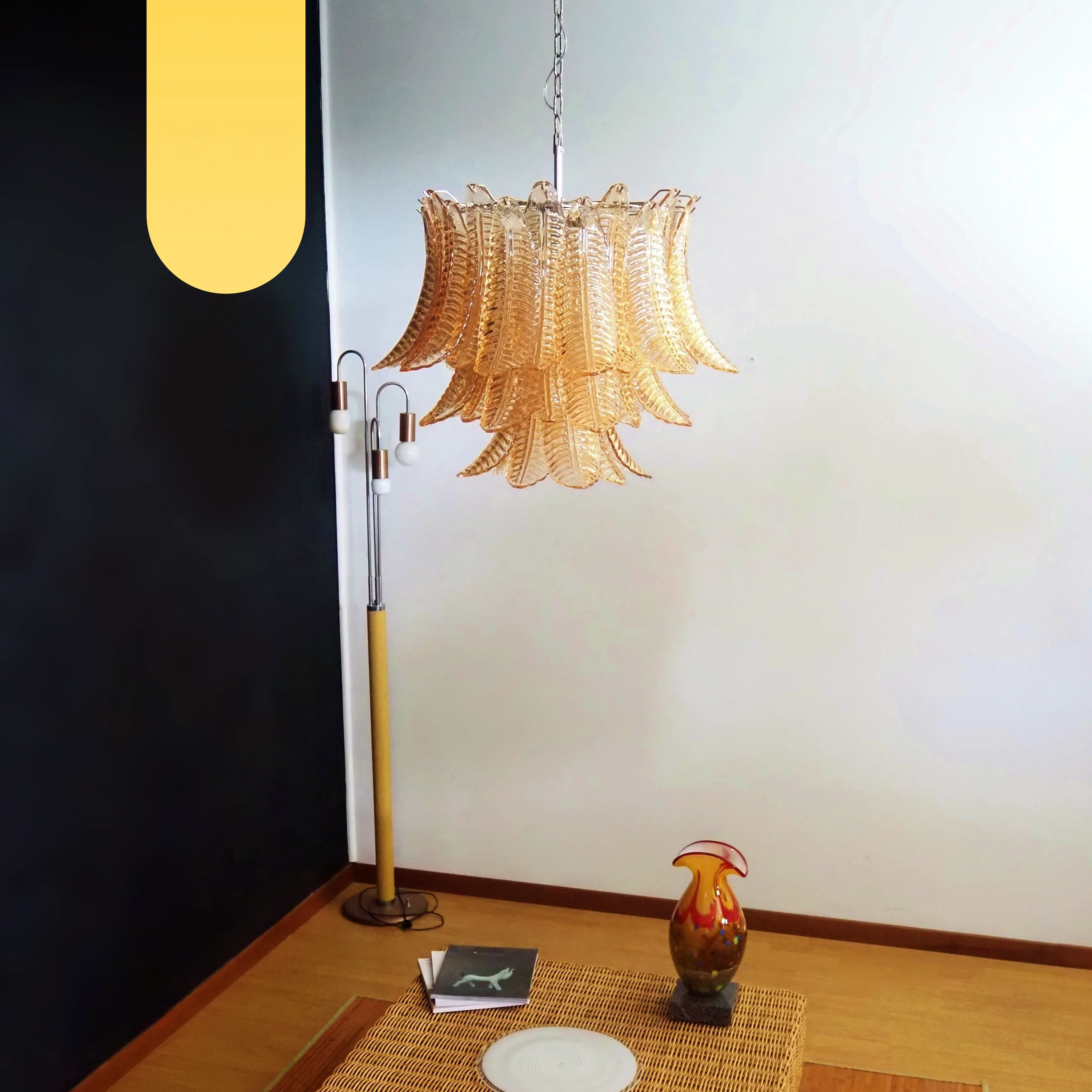 Murano Amber Ferns Glass Chandelier - Image 15