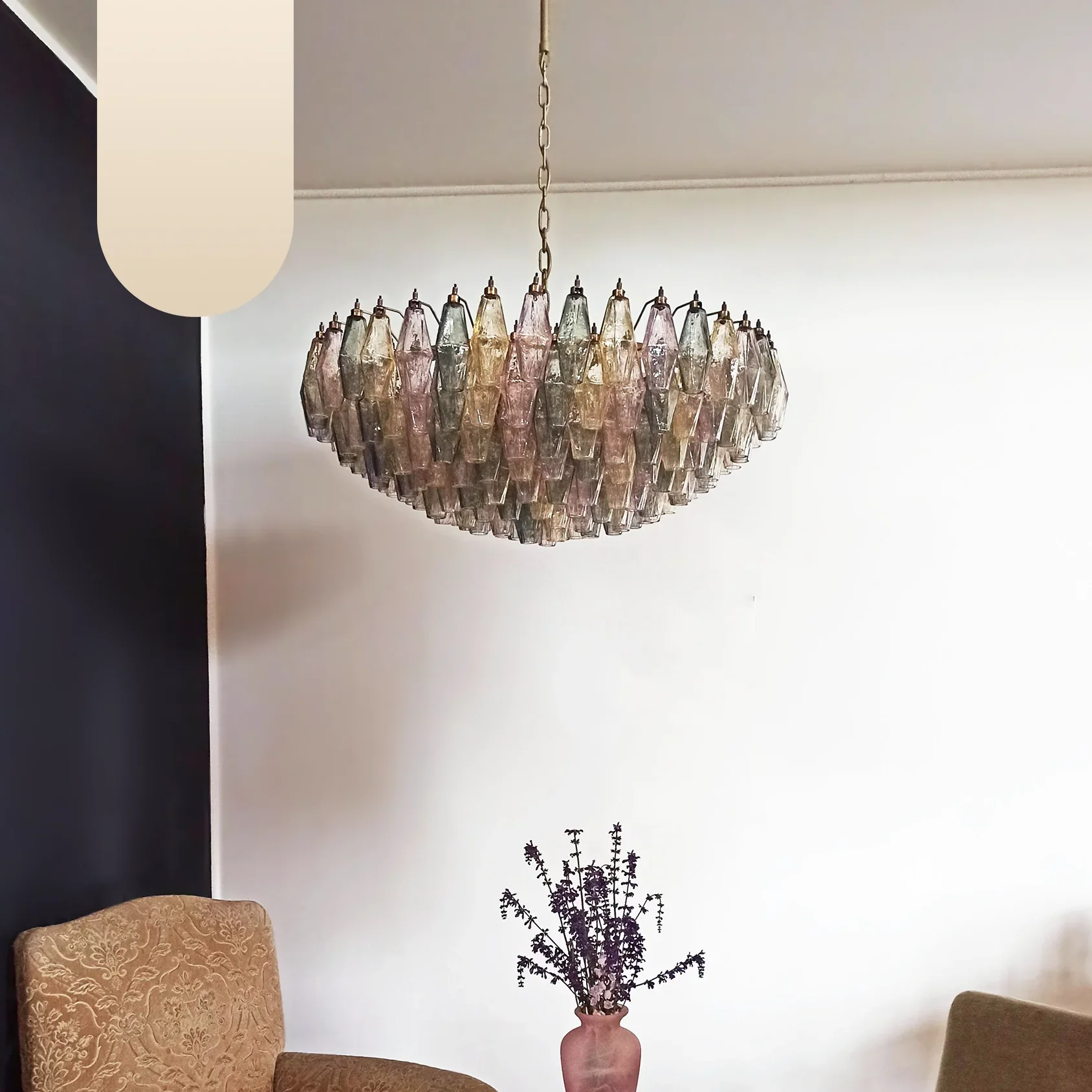 Murano Faceted Multicolor Glass Chandelier - Image 16