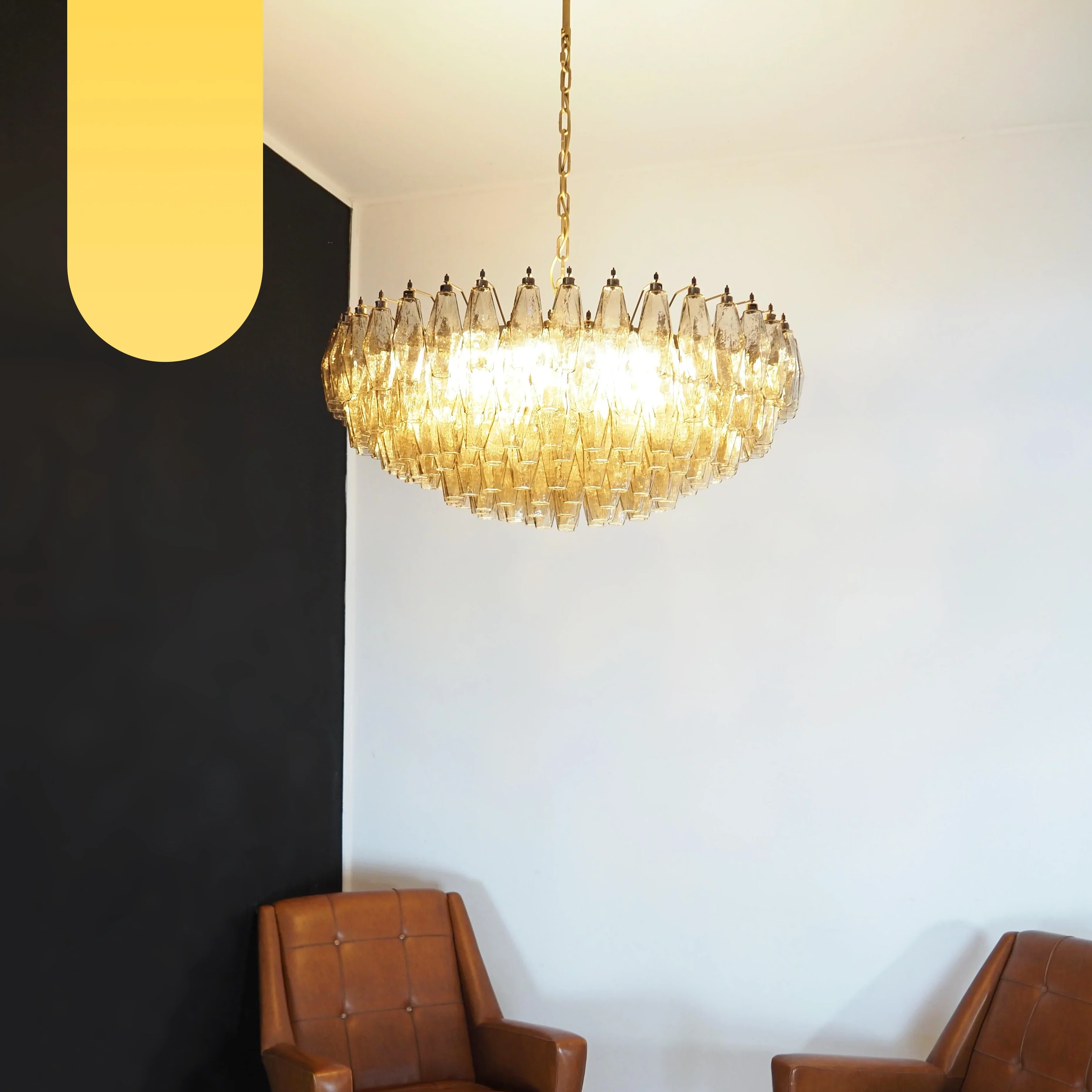 Murano Faceted Smoked Glass Chandelier - Image 21