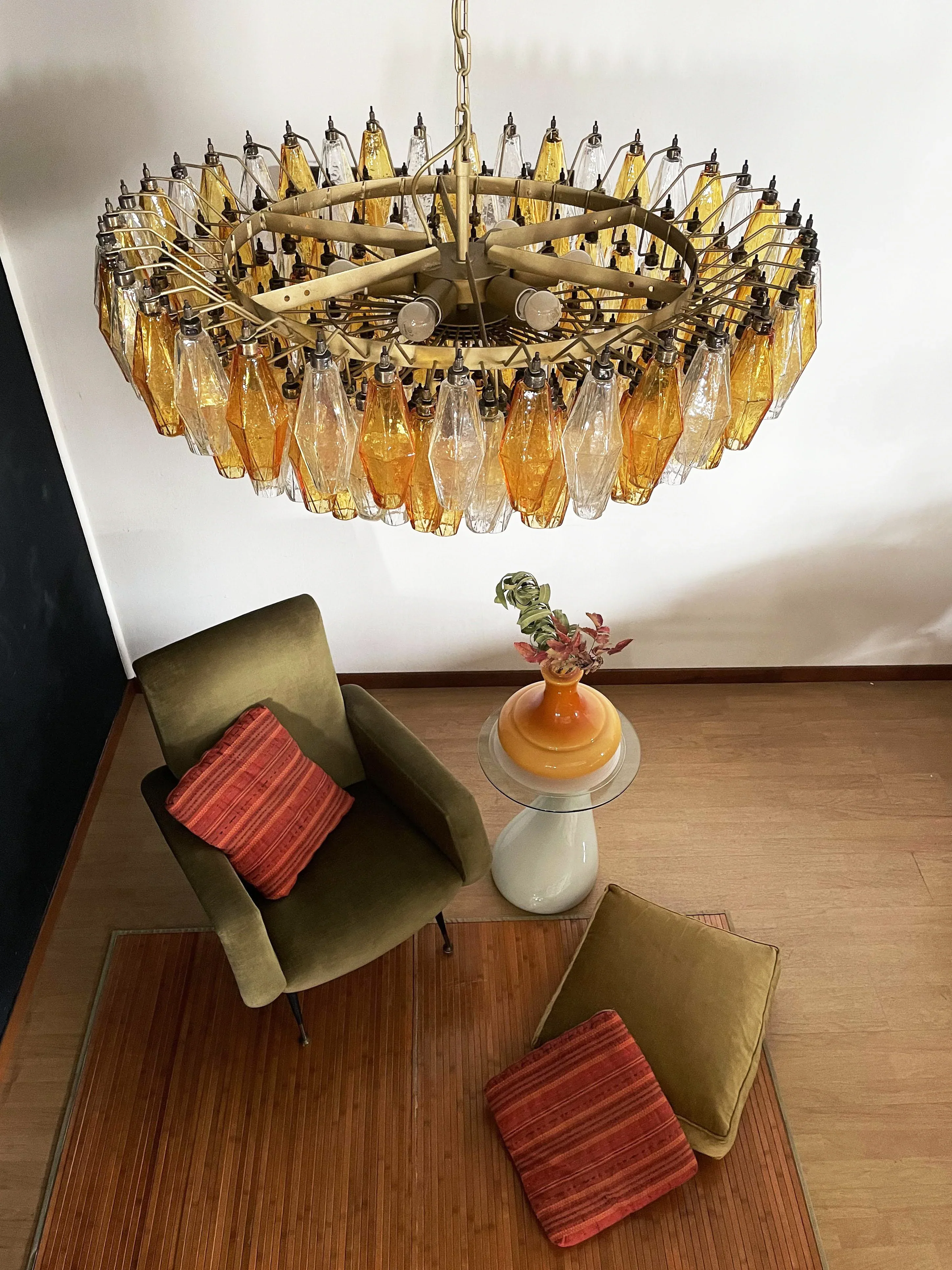 Murano Faceted Transparent Amber Glass Chandelier - Image 10
