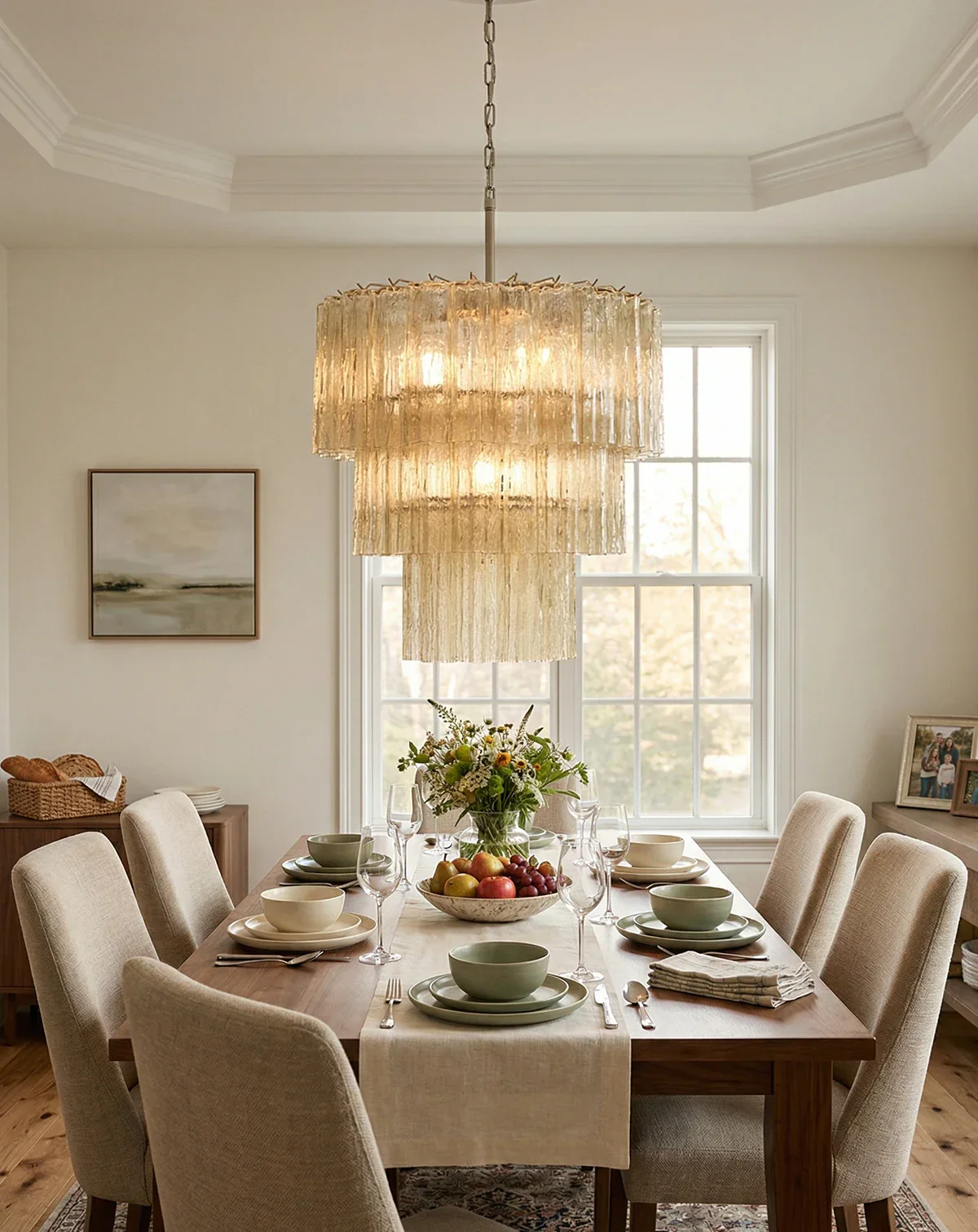 Murano Honey Glass Tube Chandelier - Image 2