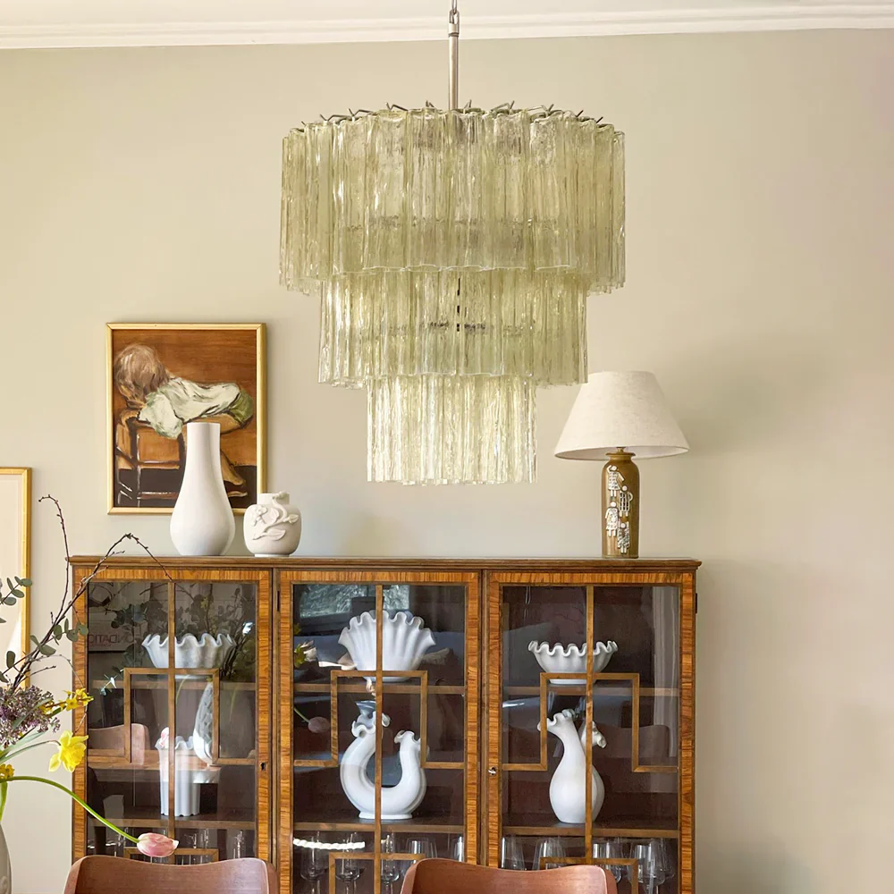 Murano Honey Glass Tube Chandelier - Image 3