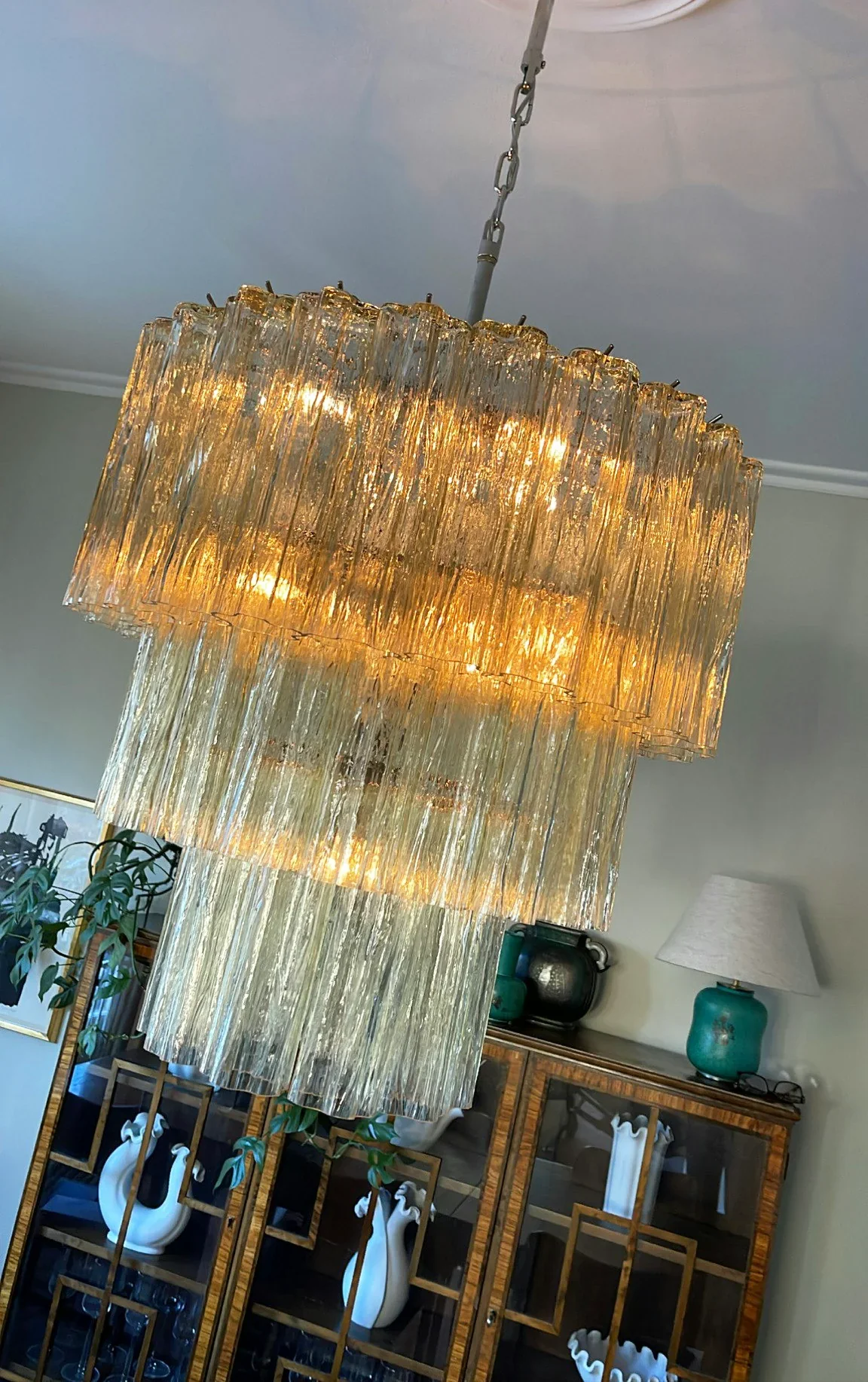 Murano Honey Glass Tube Chandelier - Image 7