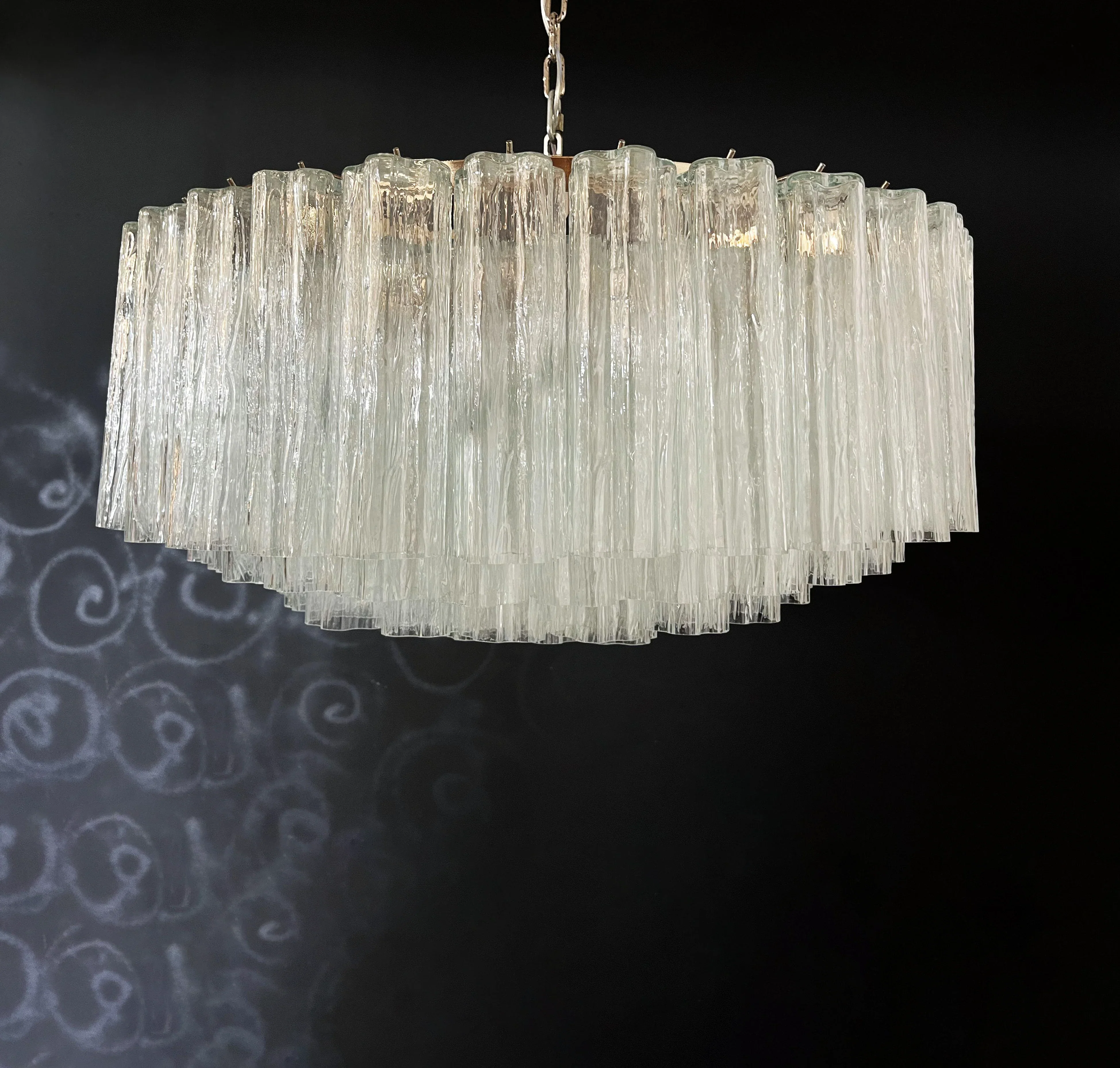 Murano Large Transparent Glass Tube Chandelier - Image 12