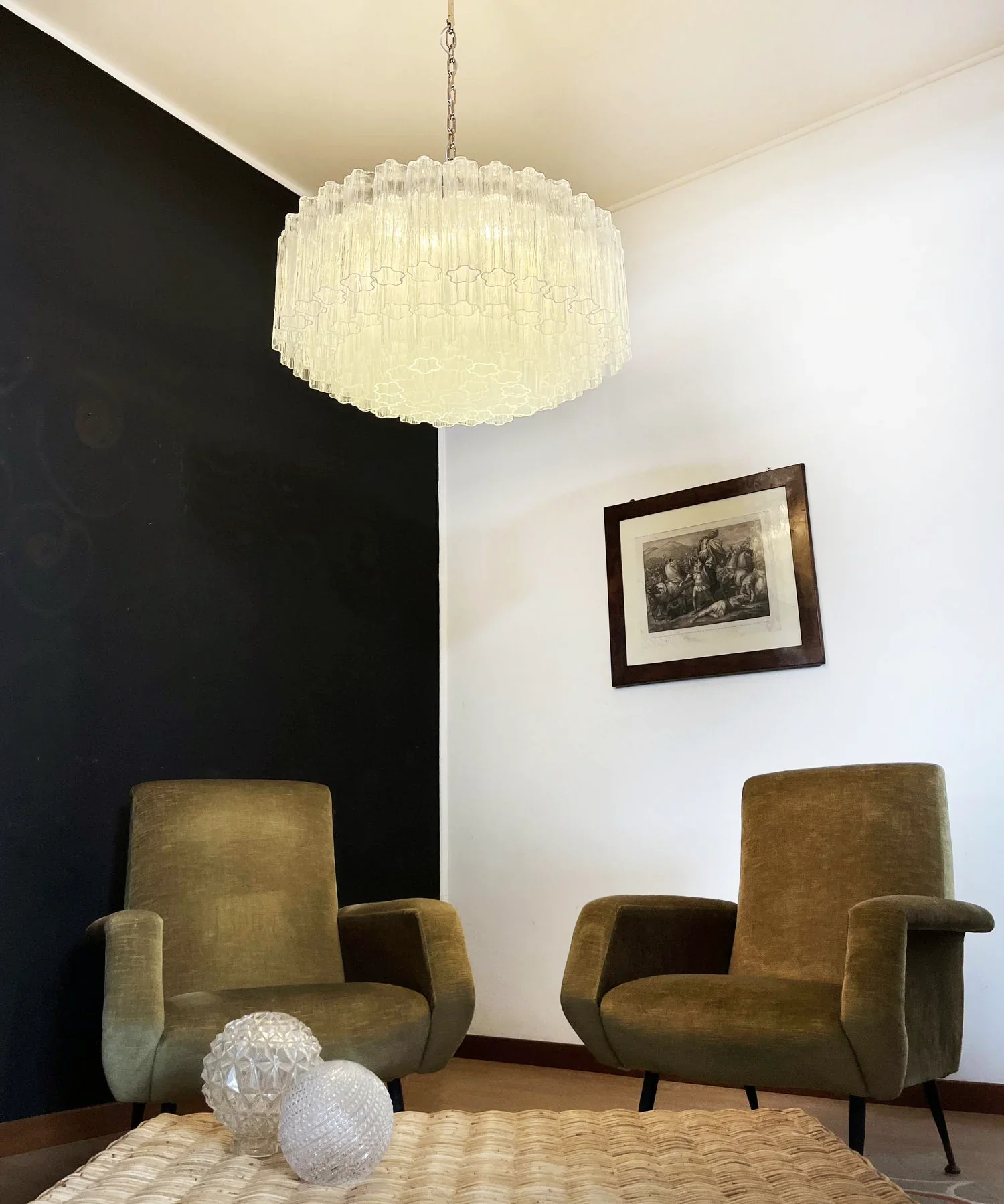 Murano Large Transparent Glass Tube Chandelier - Image 3
