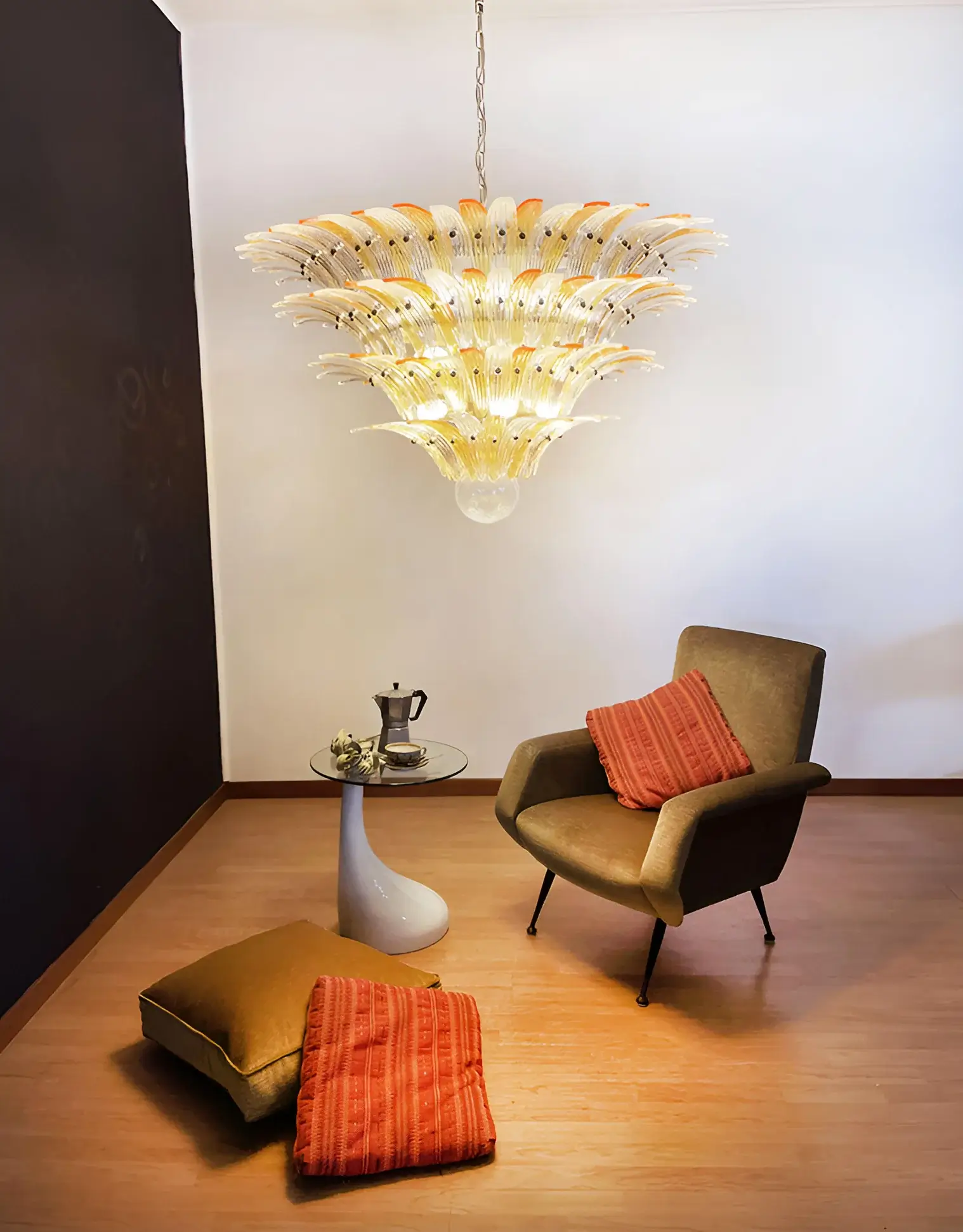 Murano Palmette Amber Trasparent Chandelier - Image 9