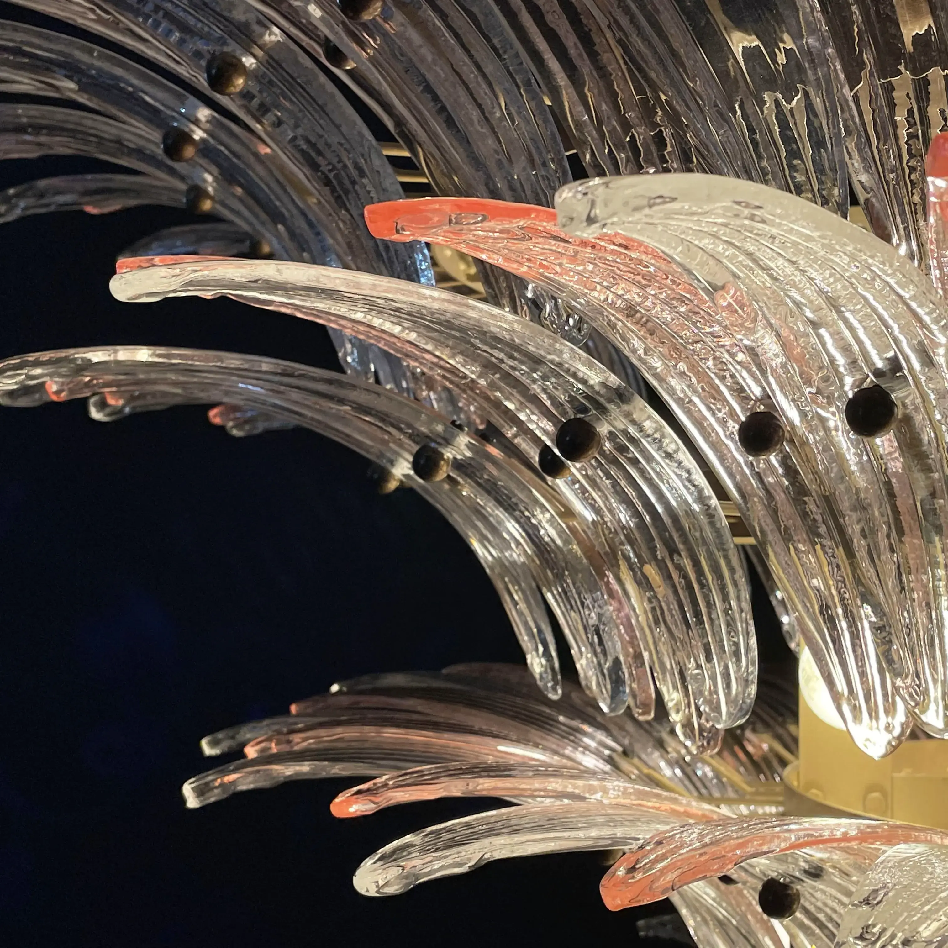 Murano Palmette Pink Trasparent Chandelier - Image 14