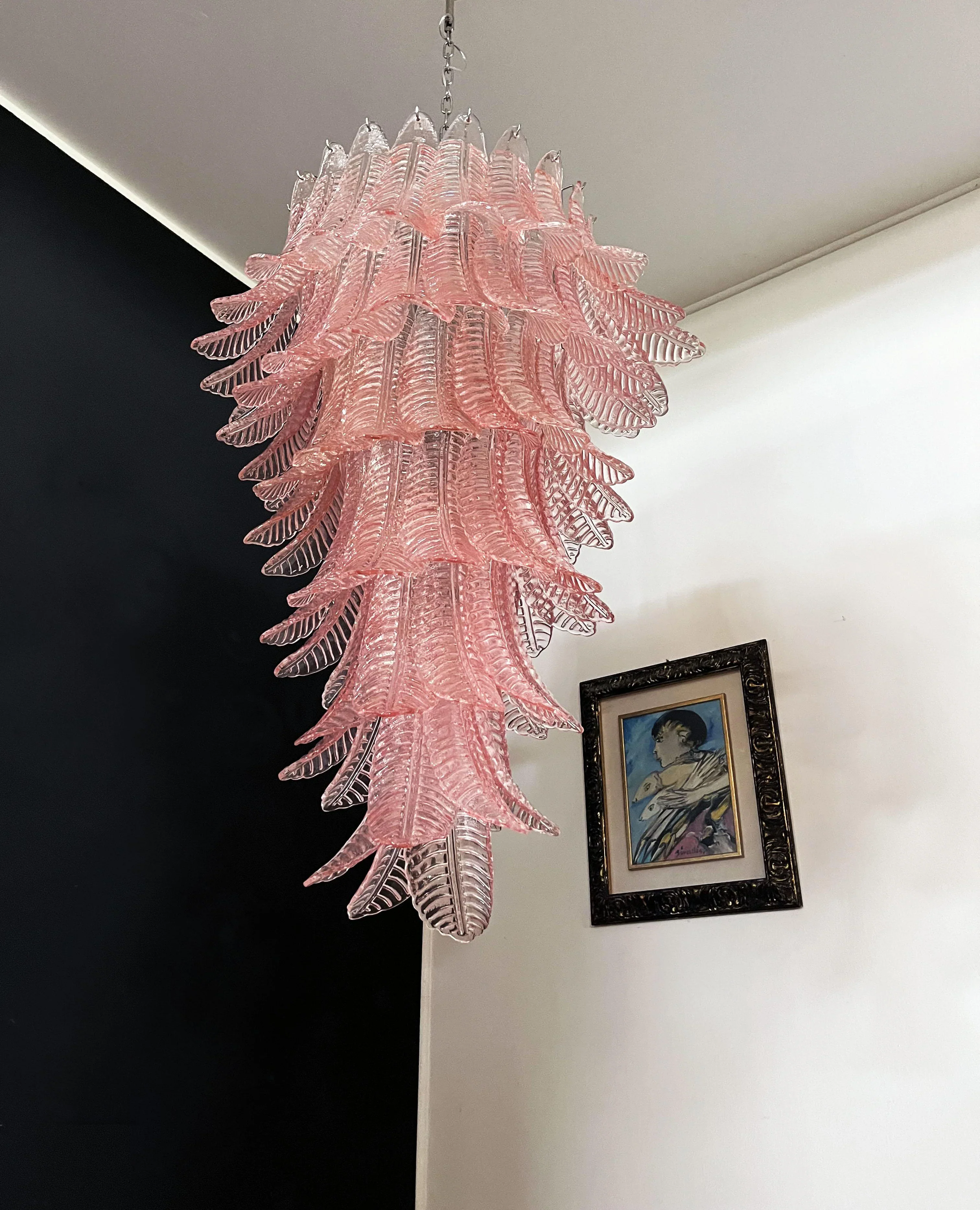 Murano Pink Felch Spiral Chandelier - Image 14
