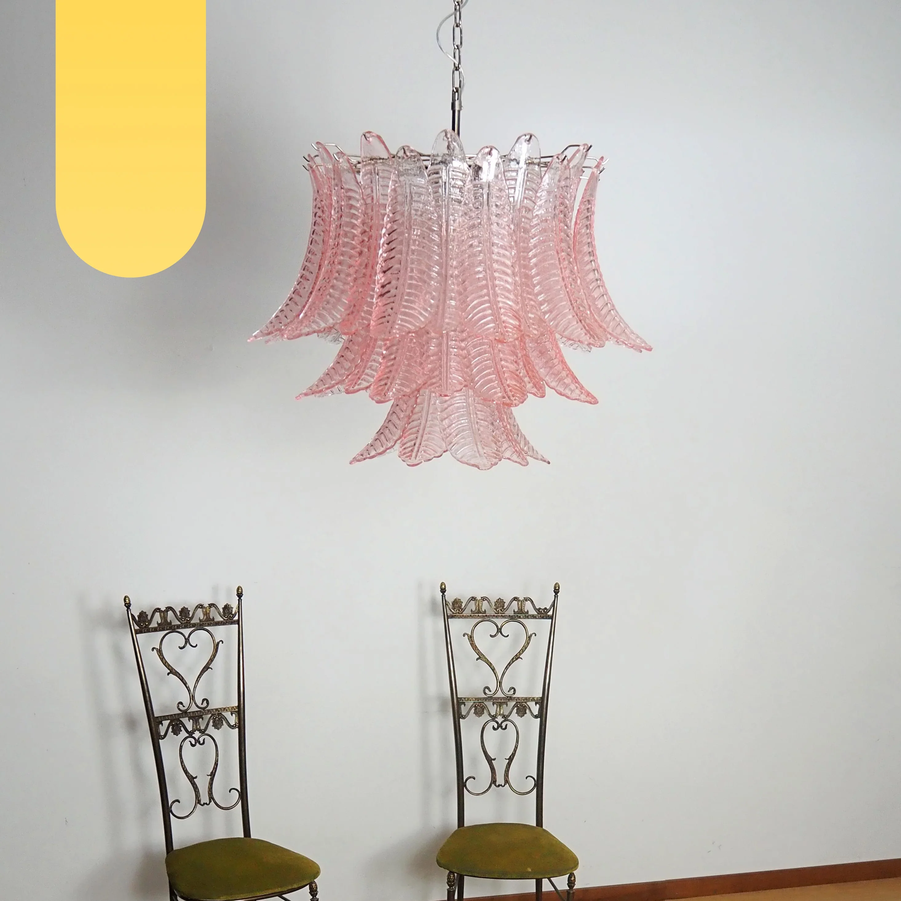 Murano Pink Ferns Glass Chandelier - Image 15