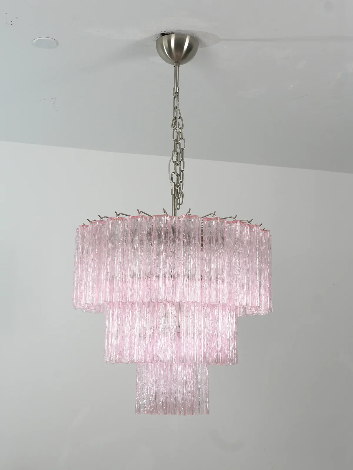 Murano Pink Glass Tube Chandelier - Image 10