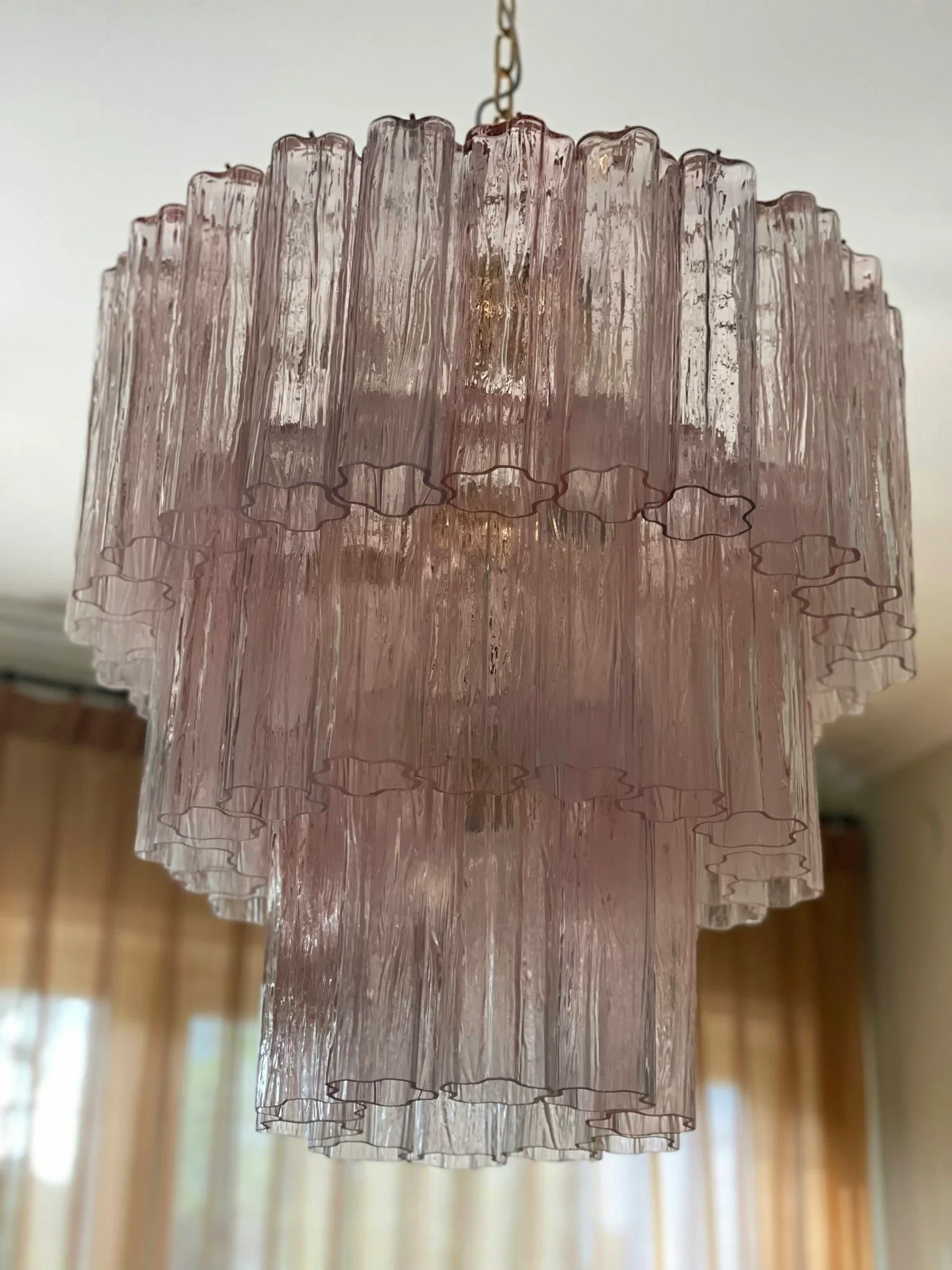 Murano Pink Glass Tube Chandelier - Image 16