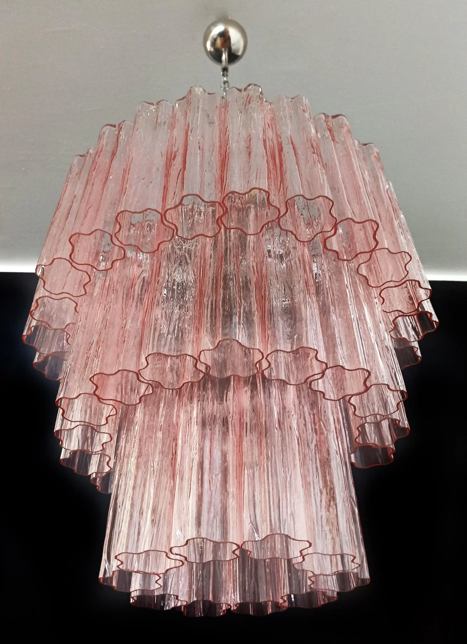 Murano Pink Glass Tube Chandelier - Image 17