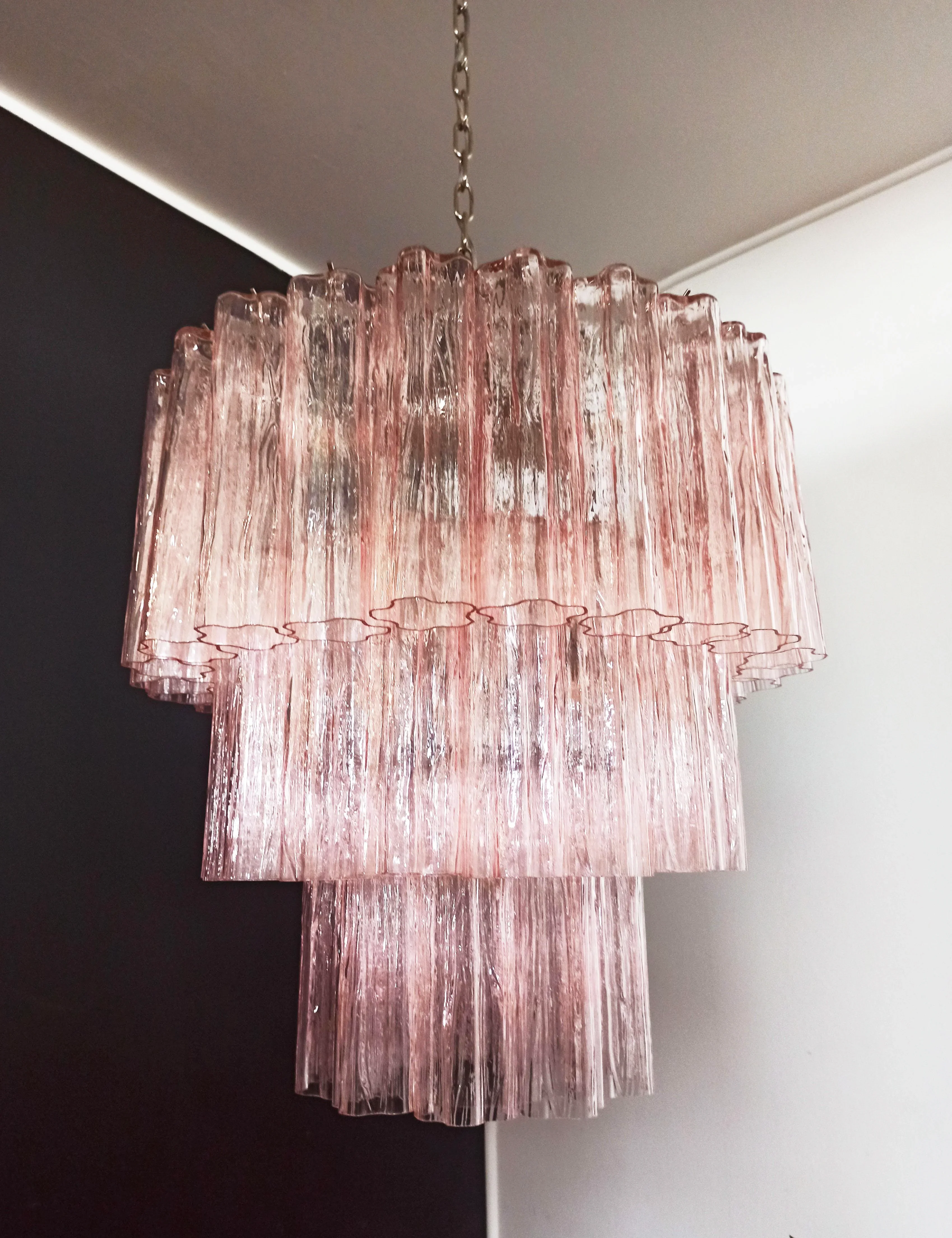 Murano Pink Glass Tube Chandelier - Image 19