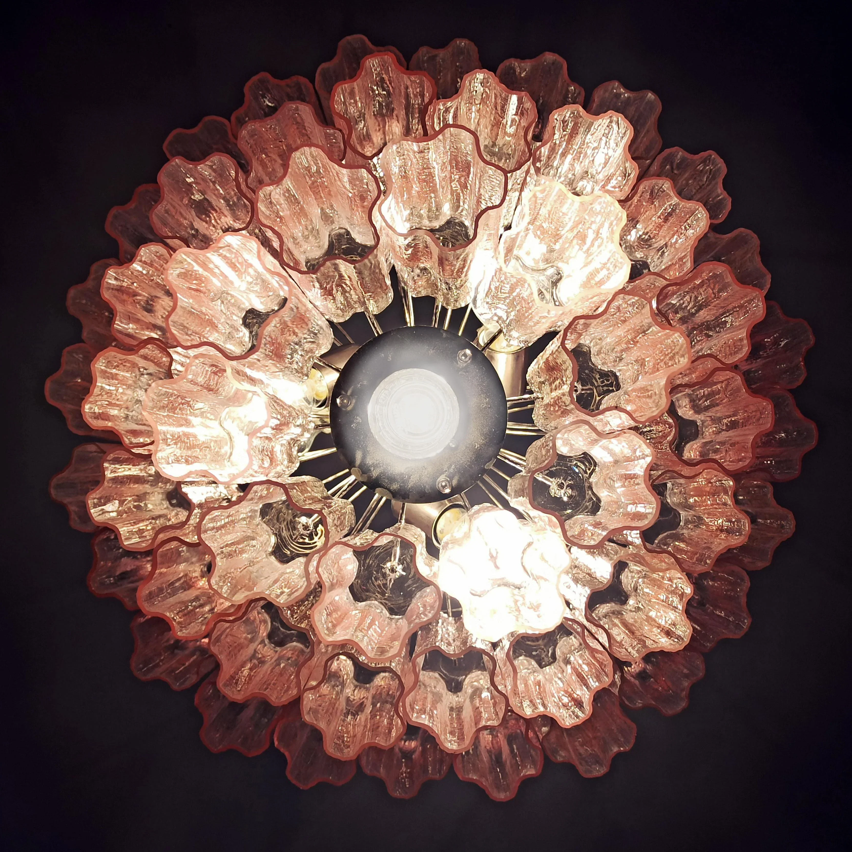 Murano Pink Glass Tube Chandelier - Image 23