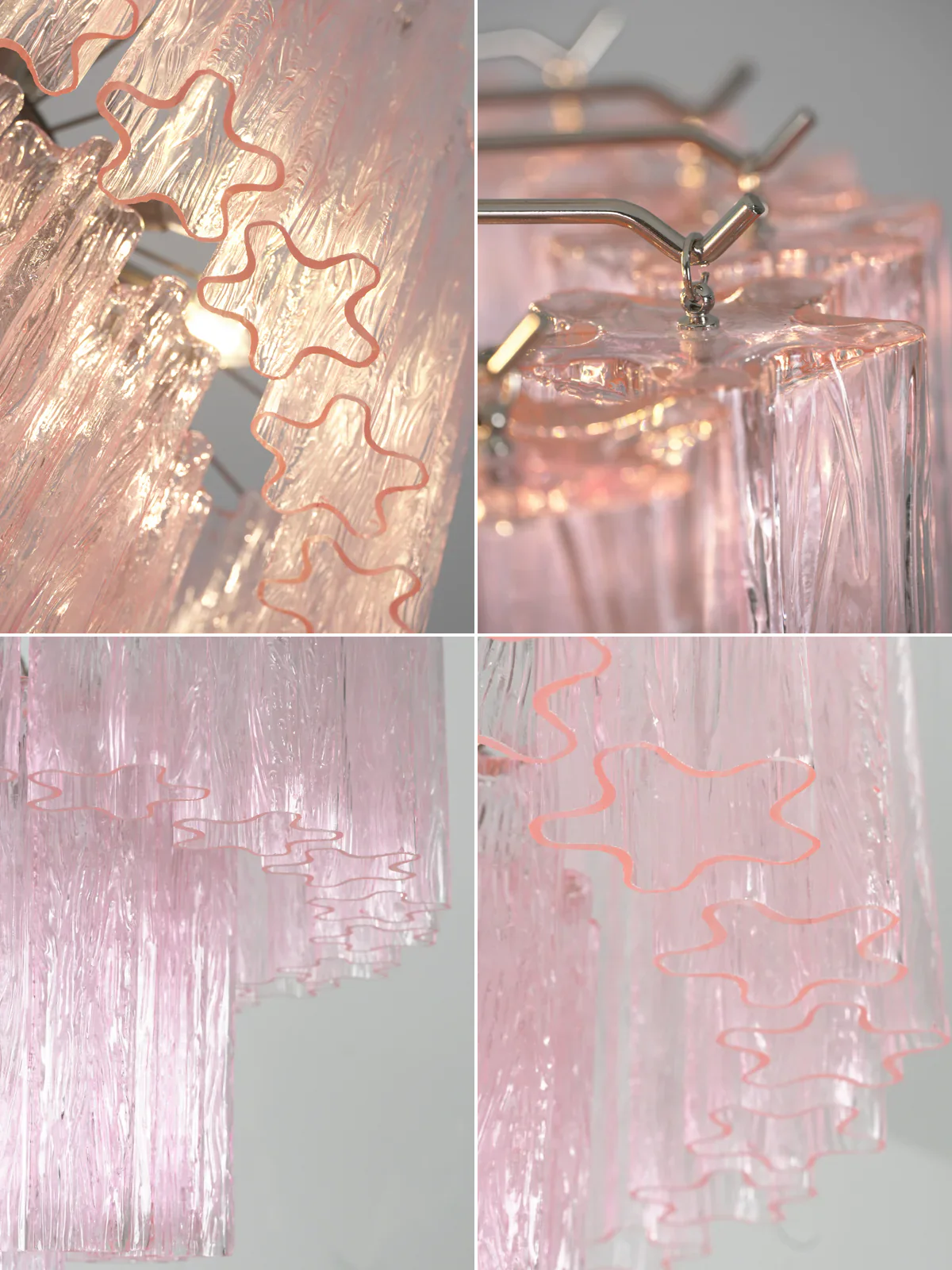 Murano Pink Glass Tube Chandelier - Image 28