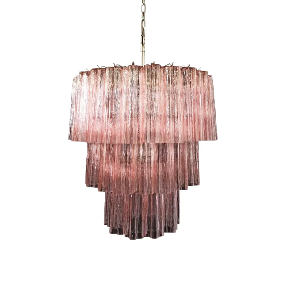 Murano Pink Glass Tube Chandelier - Image 29