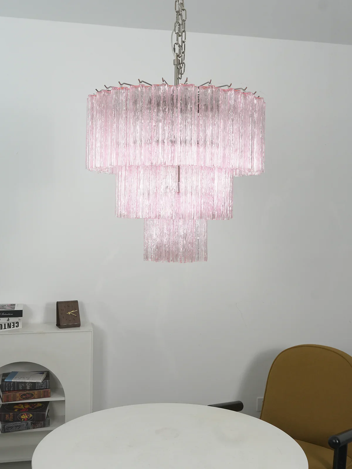 Murano Pink Glass Tube Chandelier - Image 9