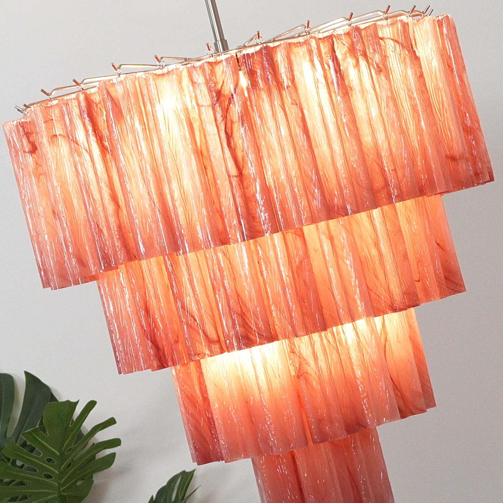 Murano Red Glass Tubes Chandelier - Image 13