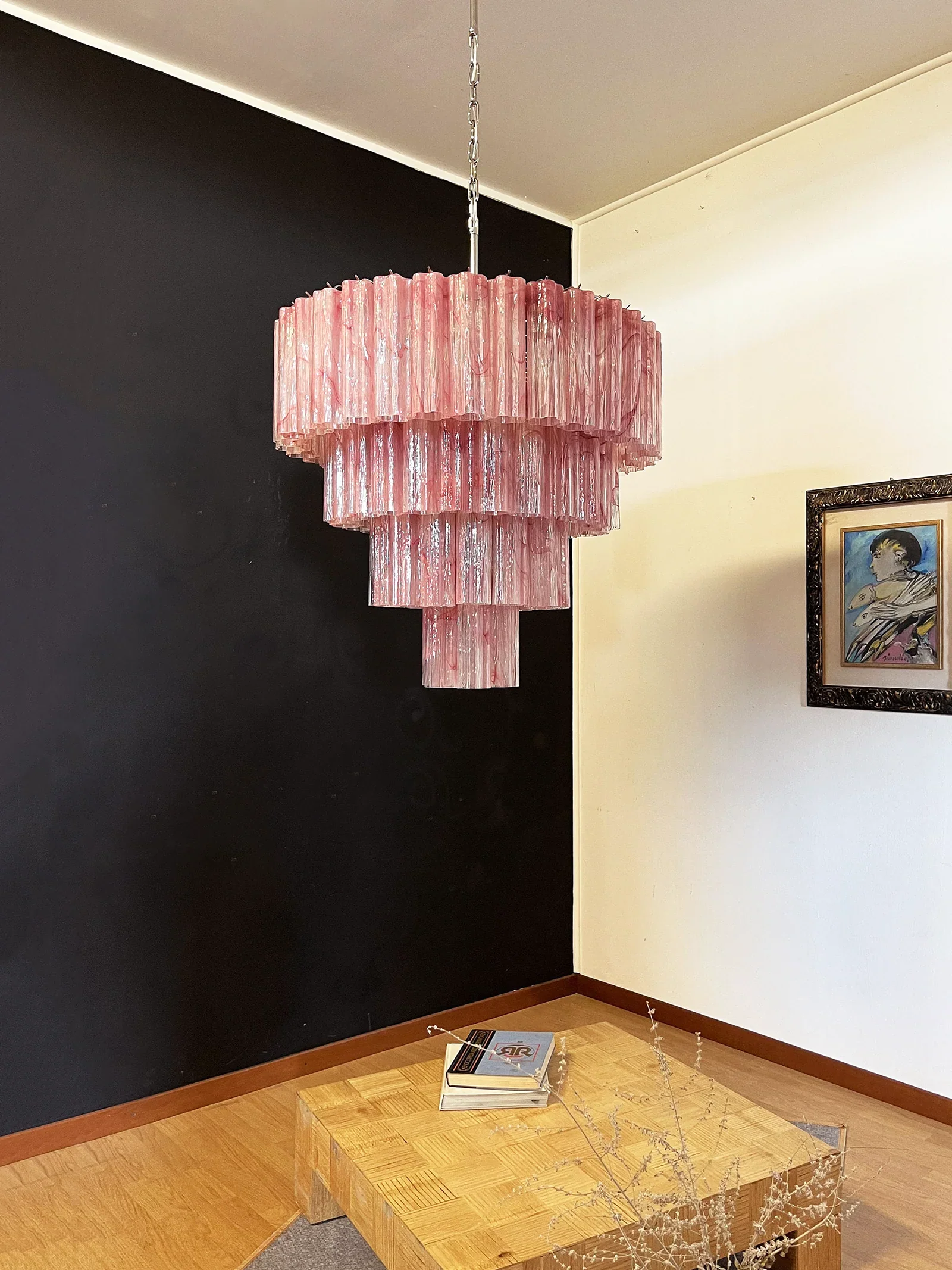 Murano Red Glass Tubes Chandelier - Image 8