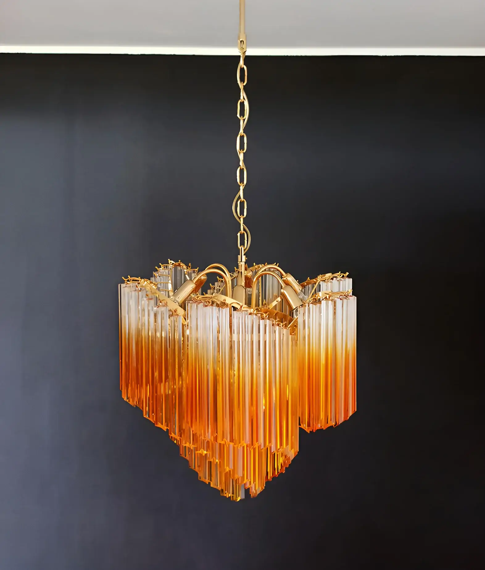 Murano Shaded Amber Prism Chandelier - Image 9