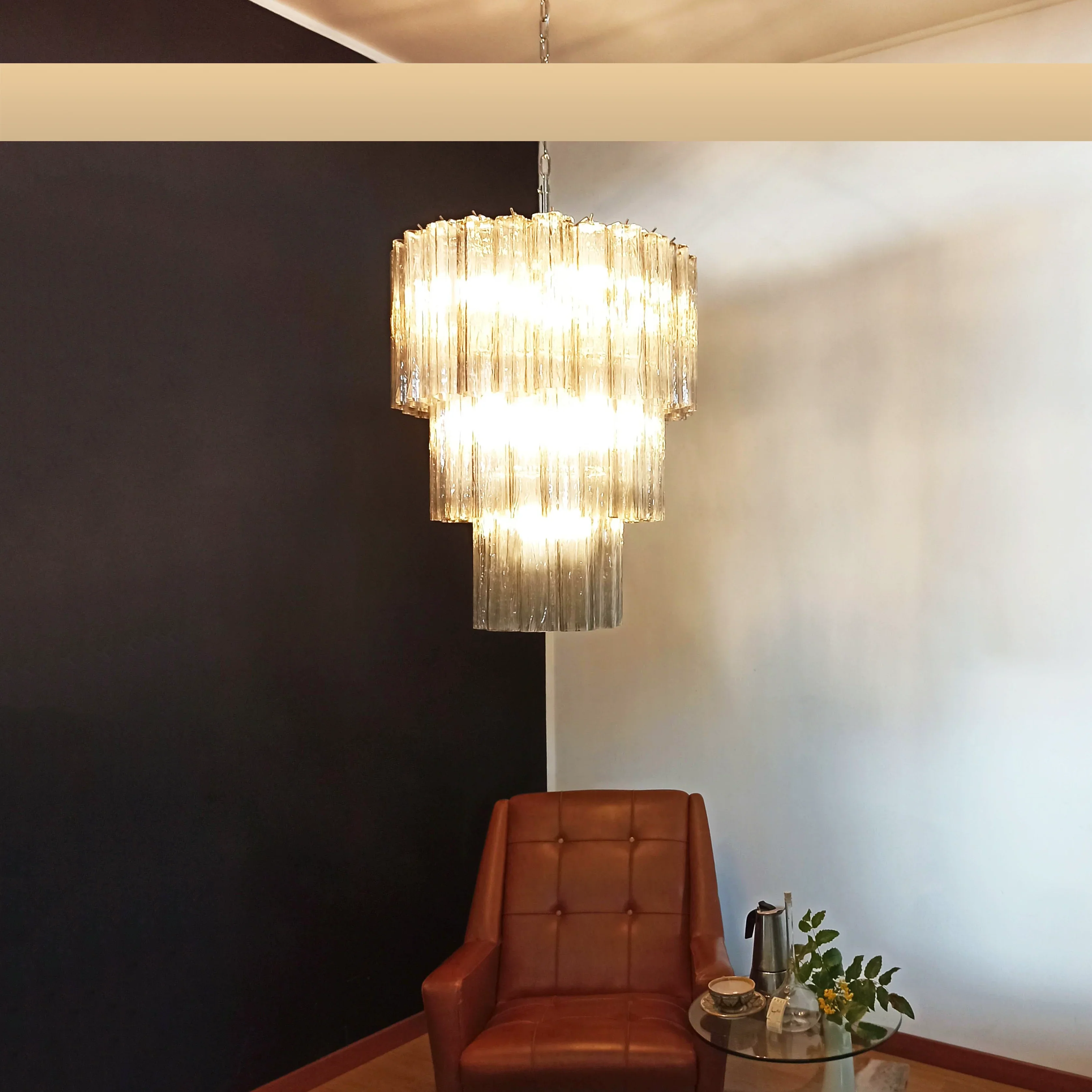 Murano Smoked Glass Tube Chandelier - Image 18