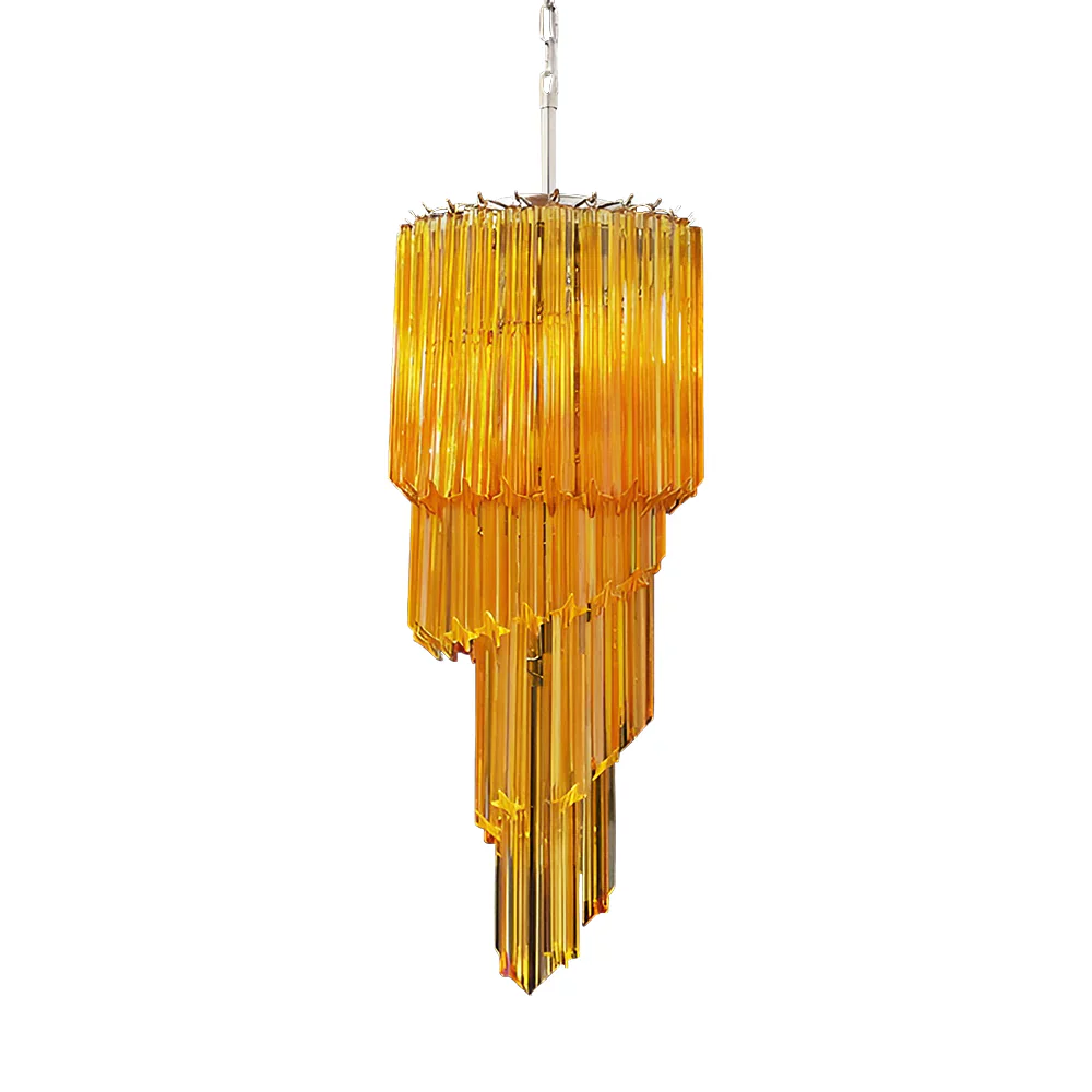 Murano Spiral Prisms Amber Chandelier - Image 21