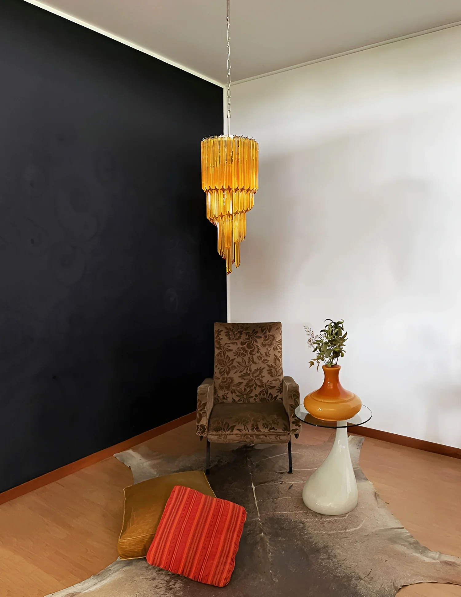 Murano Spiral Prisms Amber Chandelier - Image 4