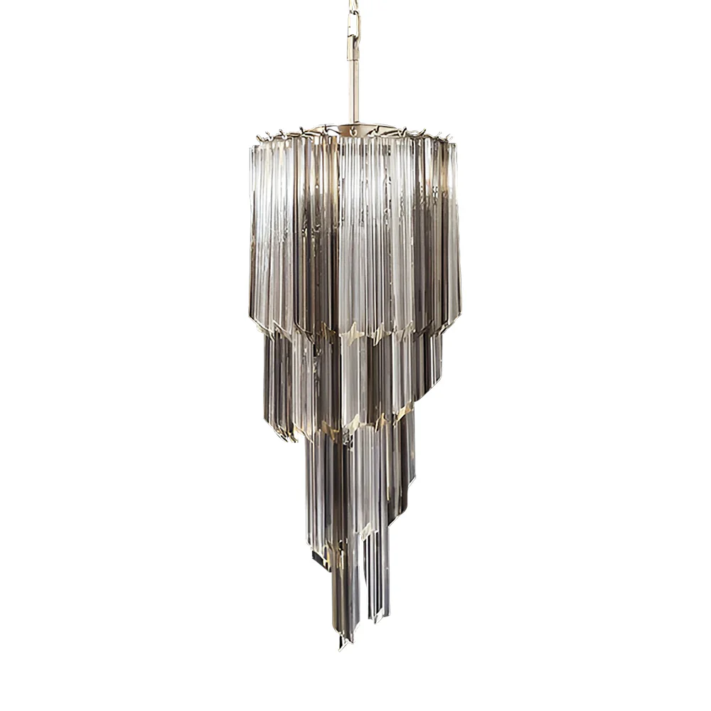 Murano Spiral Prisms Transparent Smoked Chandelier - Image 19
