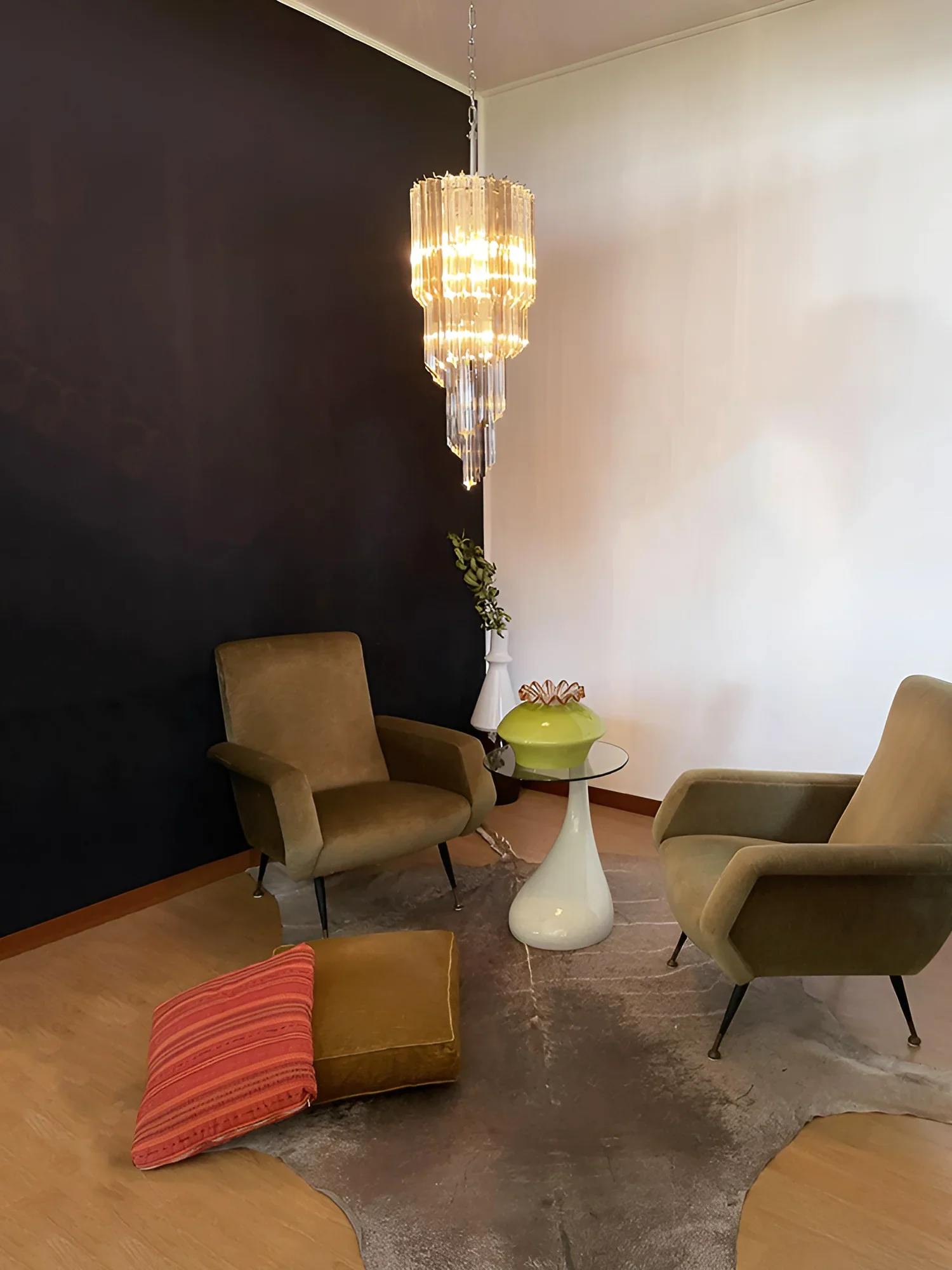 Murano Spiral Prisms Transparent Smoked Chandelier - Image 4