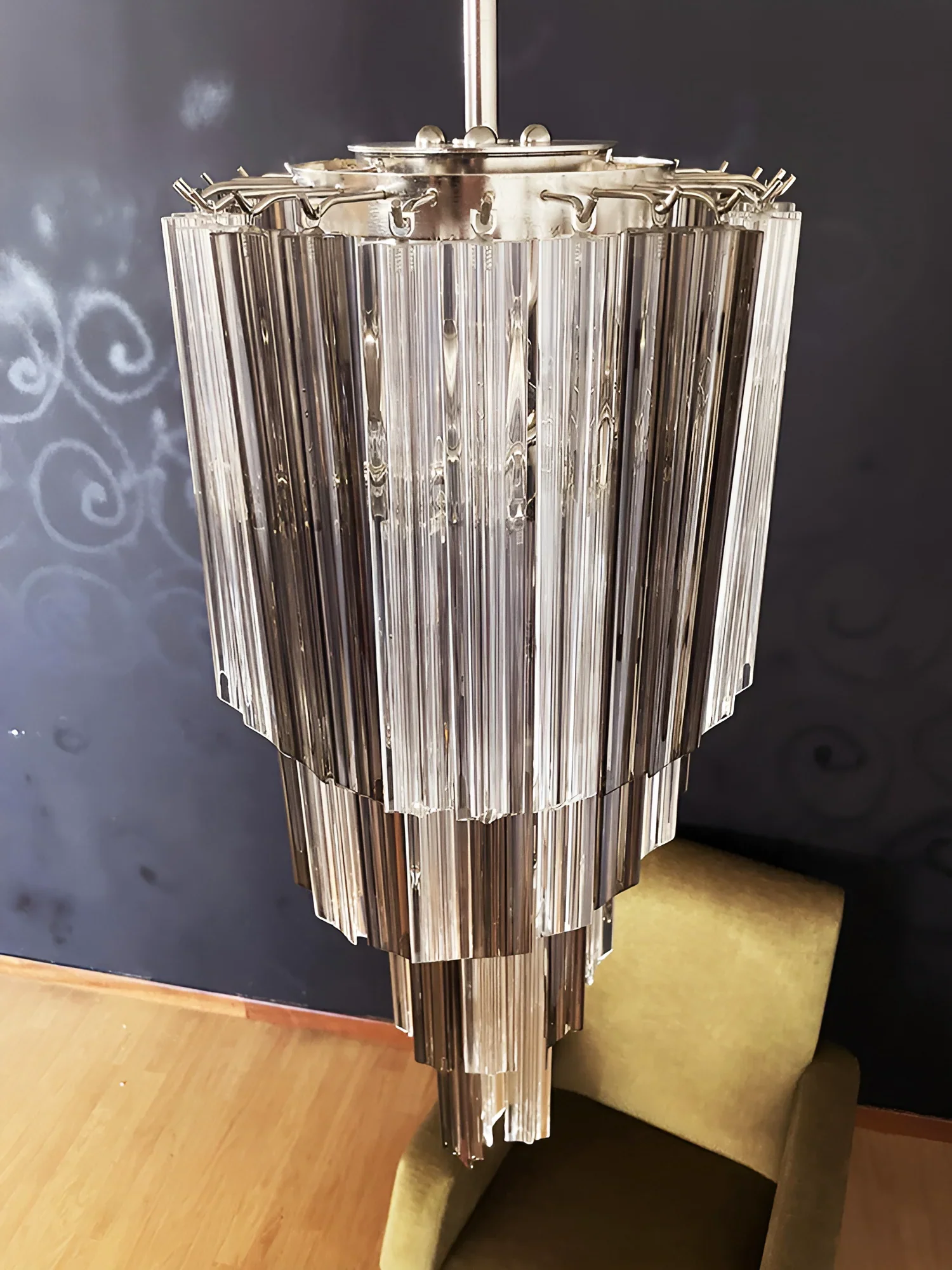 Murano Spiral Prisms Transparent Smoked Chandelier - Image 6